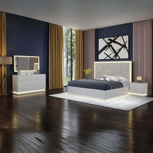 Tresoria Lacquer Hydronic Storage Bedroom Set in Light Grey | CastleUp Experience Centre