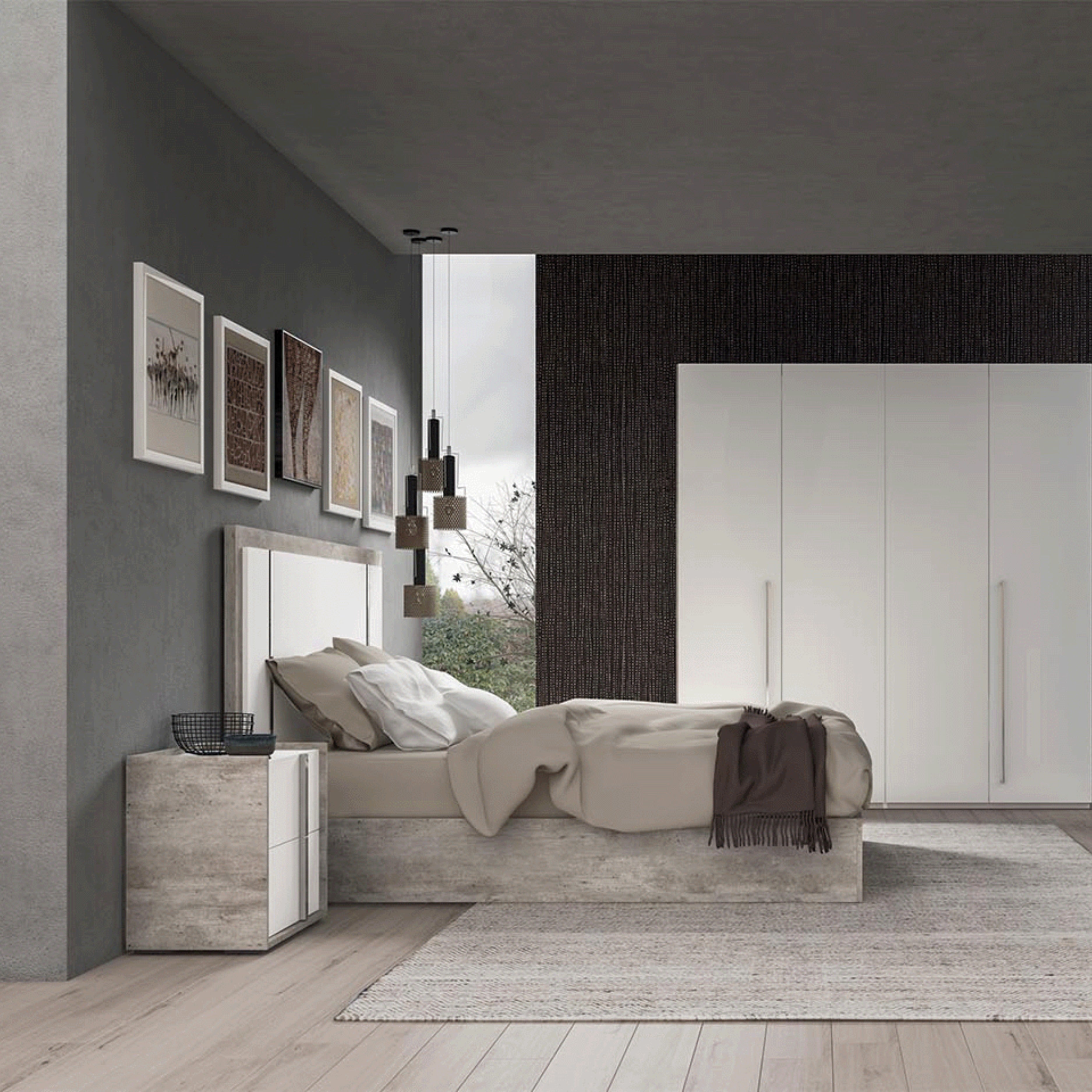 Made in Italy Treviso Italian Modern Panel Bed