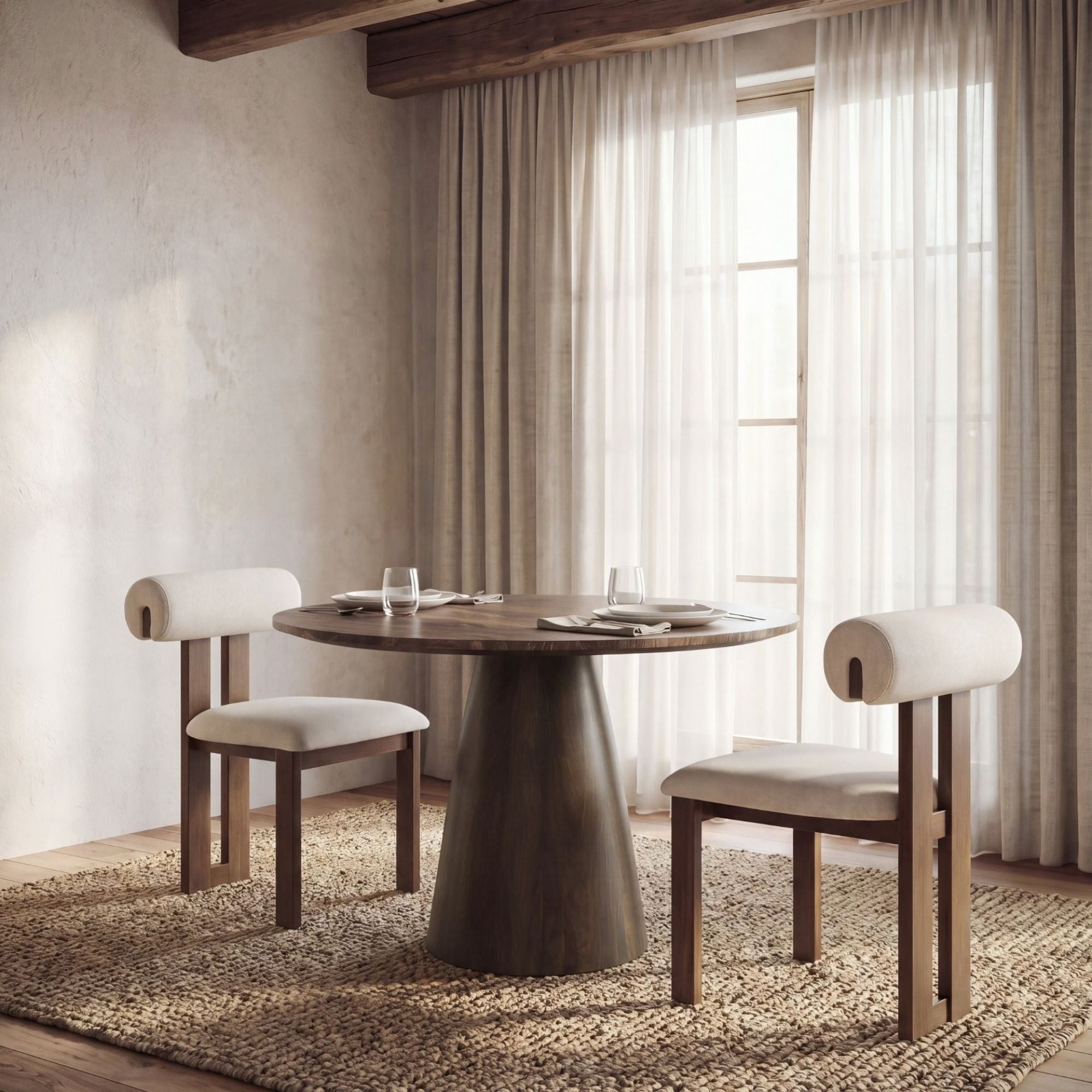 Tribeca Open Back Dining Side Chair Cream/ Dark Brown