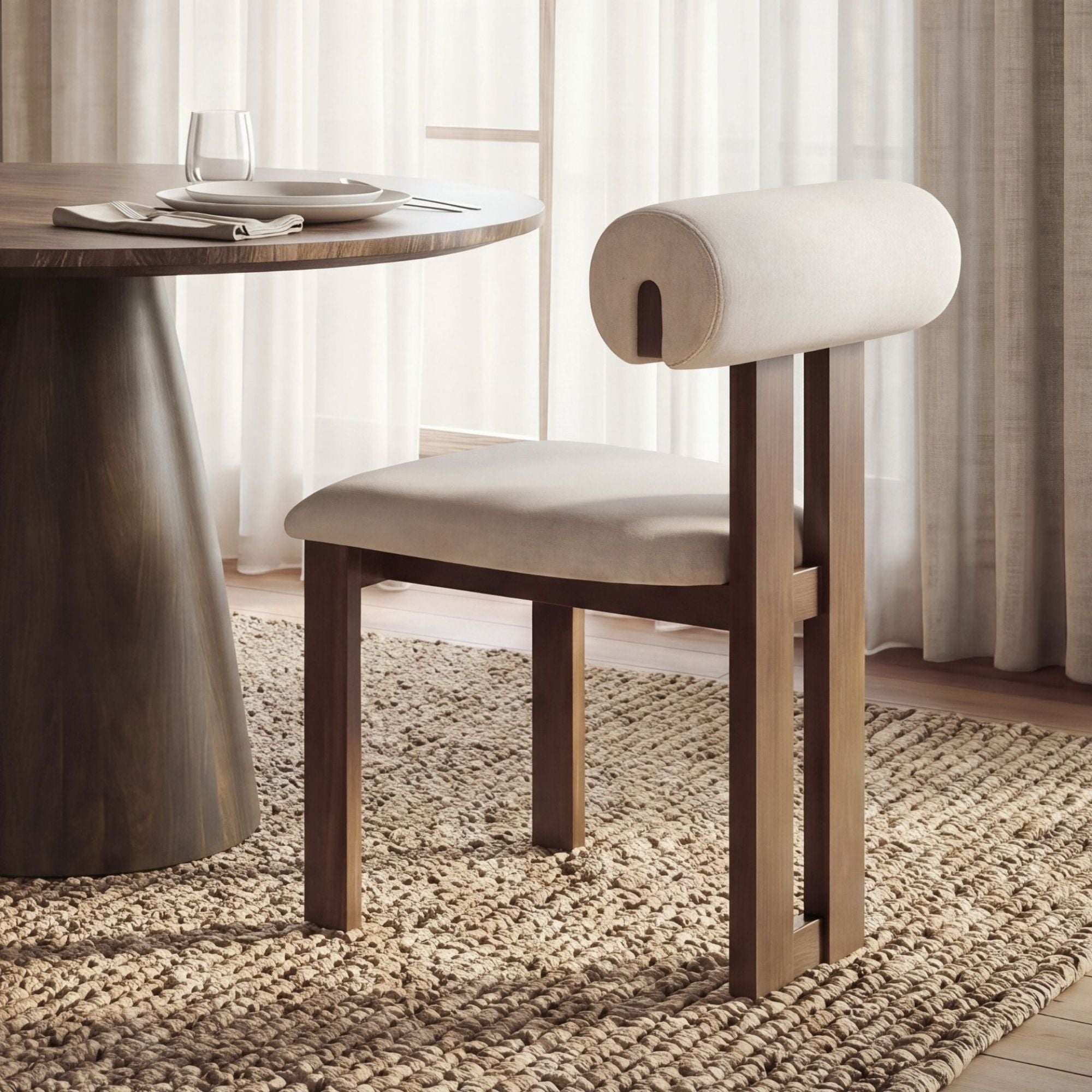 Tribeca Open Back Dining Side Chair Cream/ Dark Brown