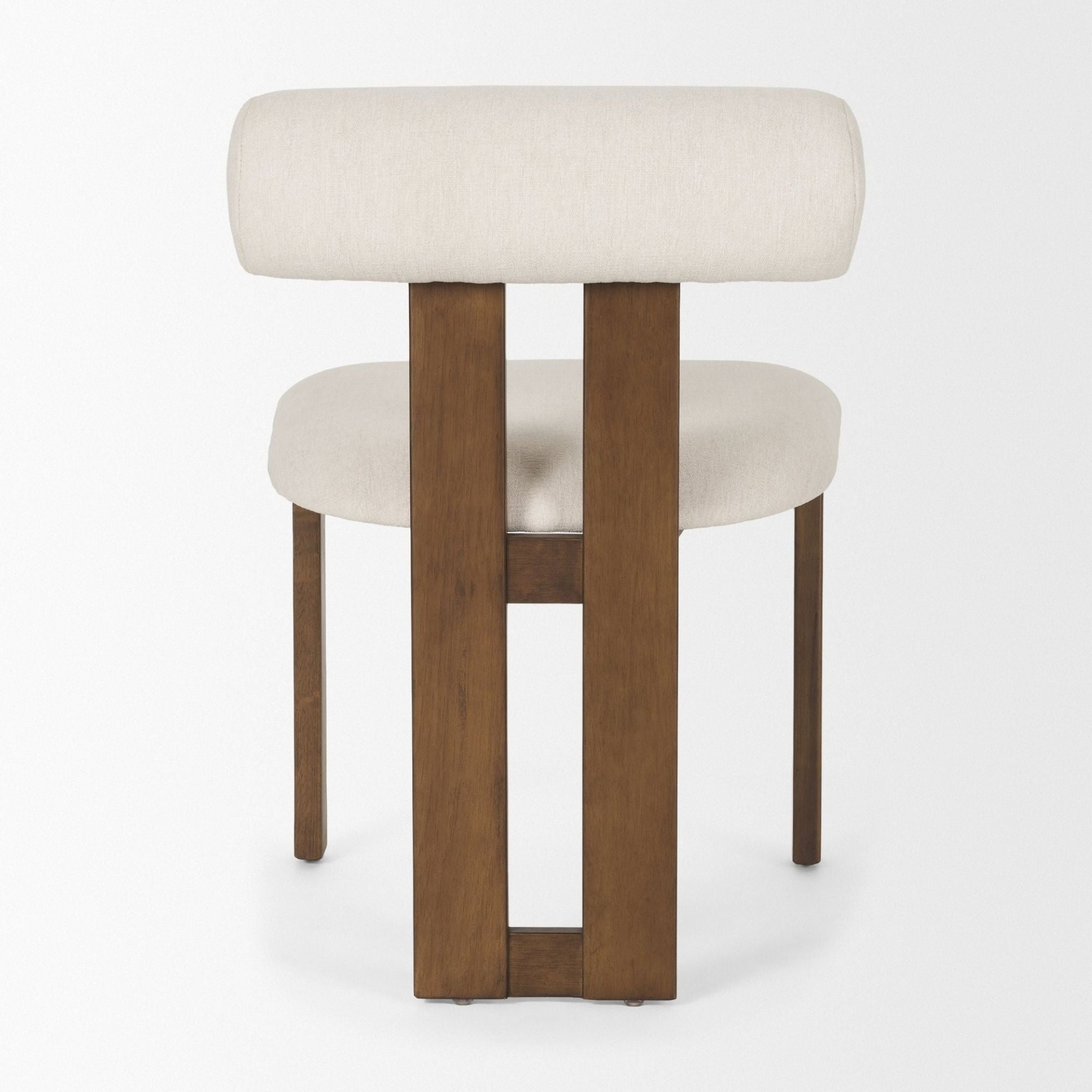 Tribeca Open Back Dining Side Chair Cream/ Dark Brown