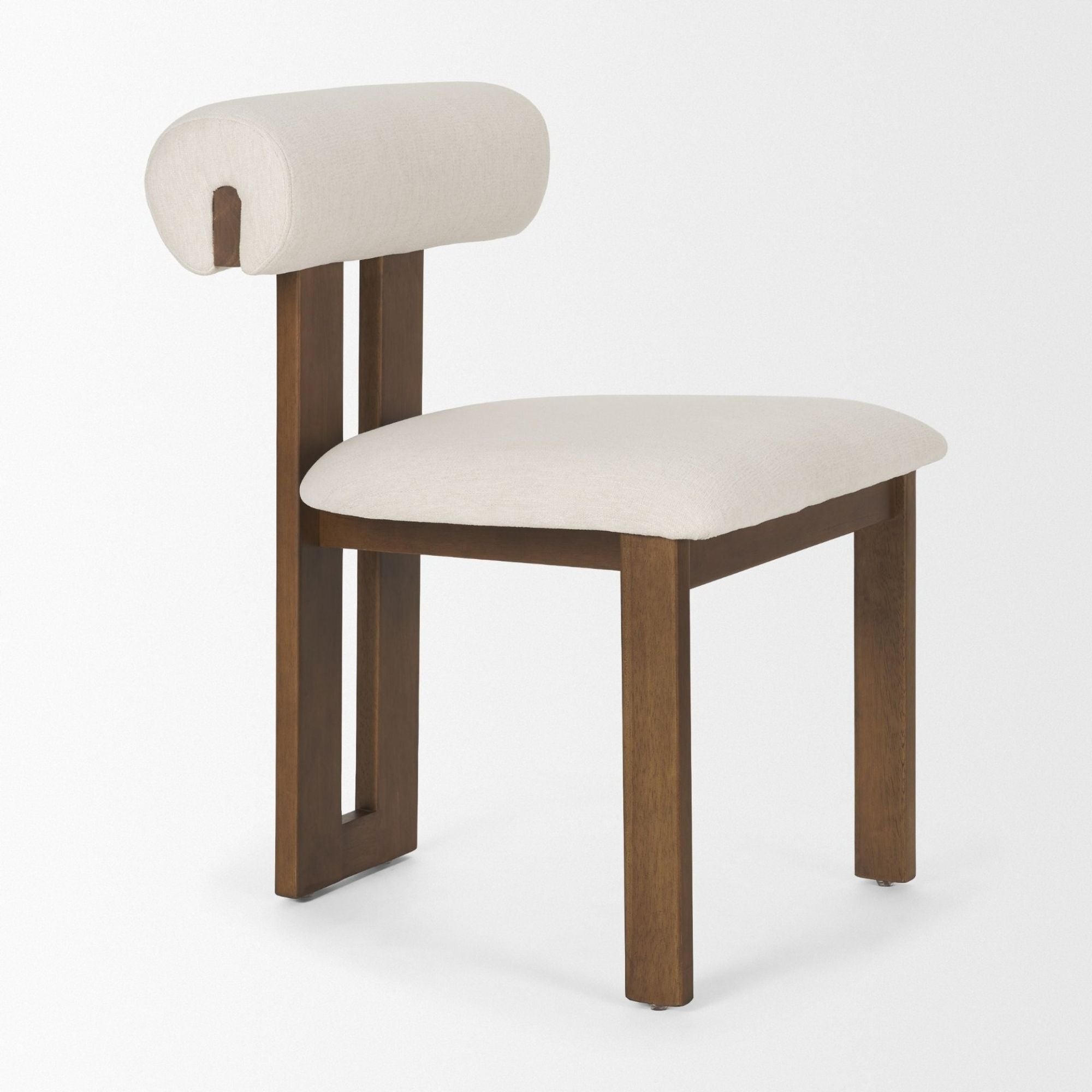 Tribeca Open Back Dining Side Chair Cream/ Dark Brown