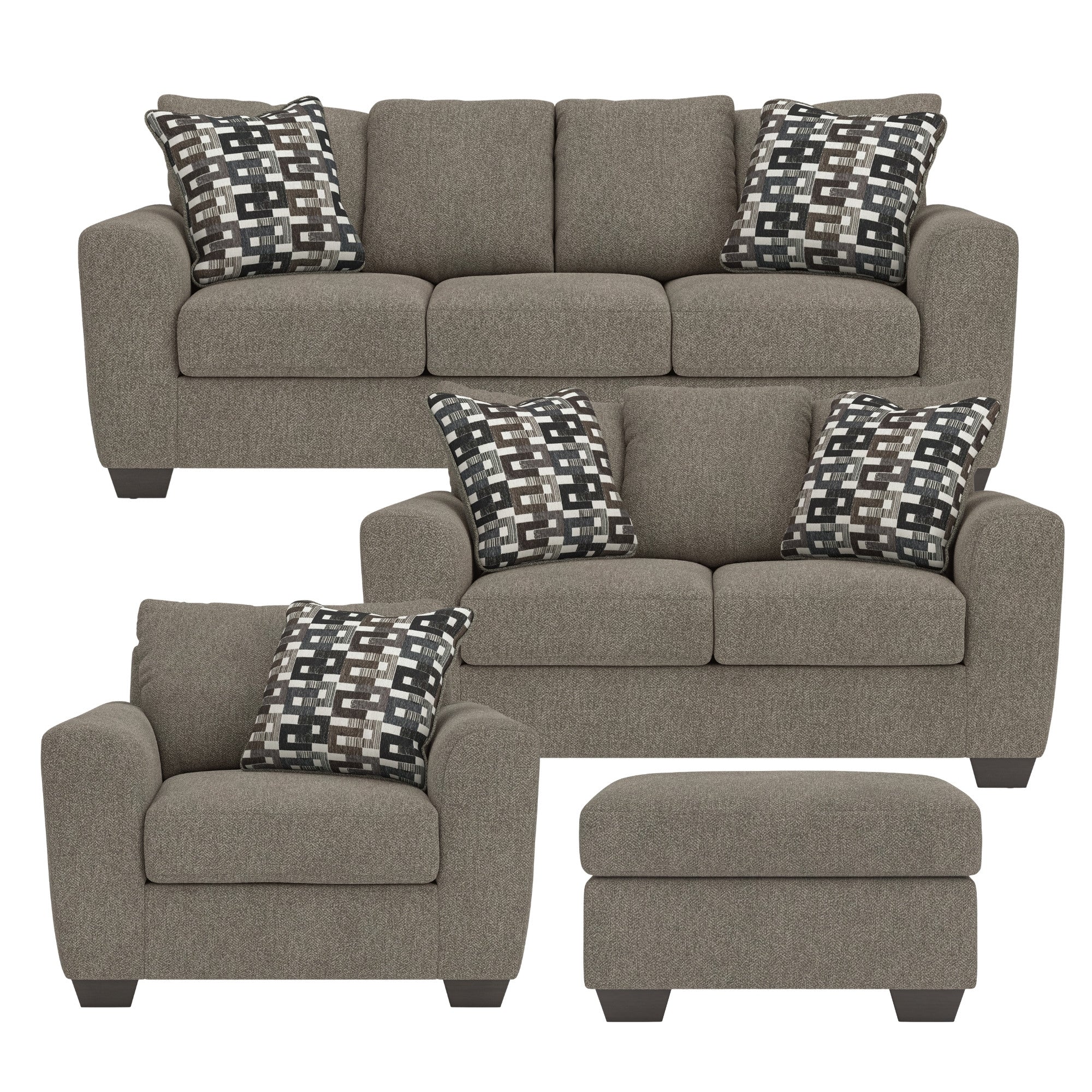 Triston-Peaks Sofa Set in Suede