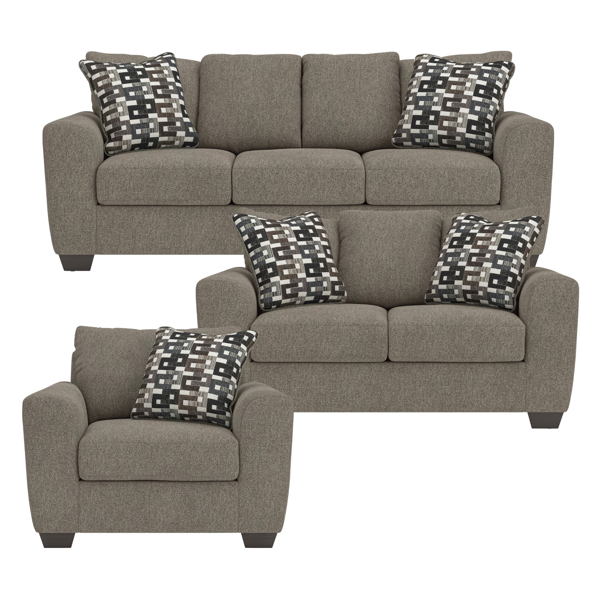 Triston-Peaks Sofa Set in Suede