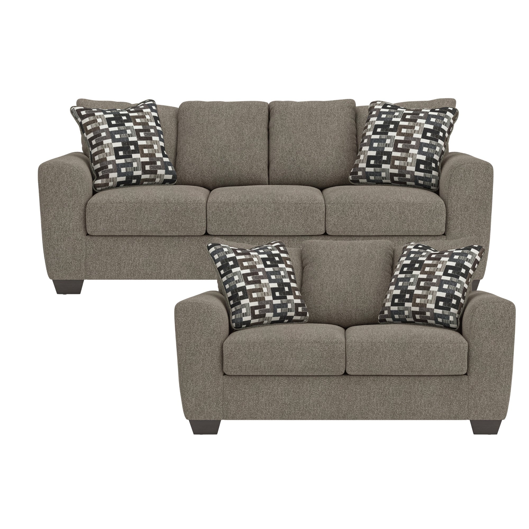 Triston-Peaks Sofa Set in Suede