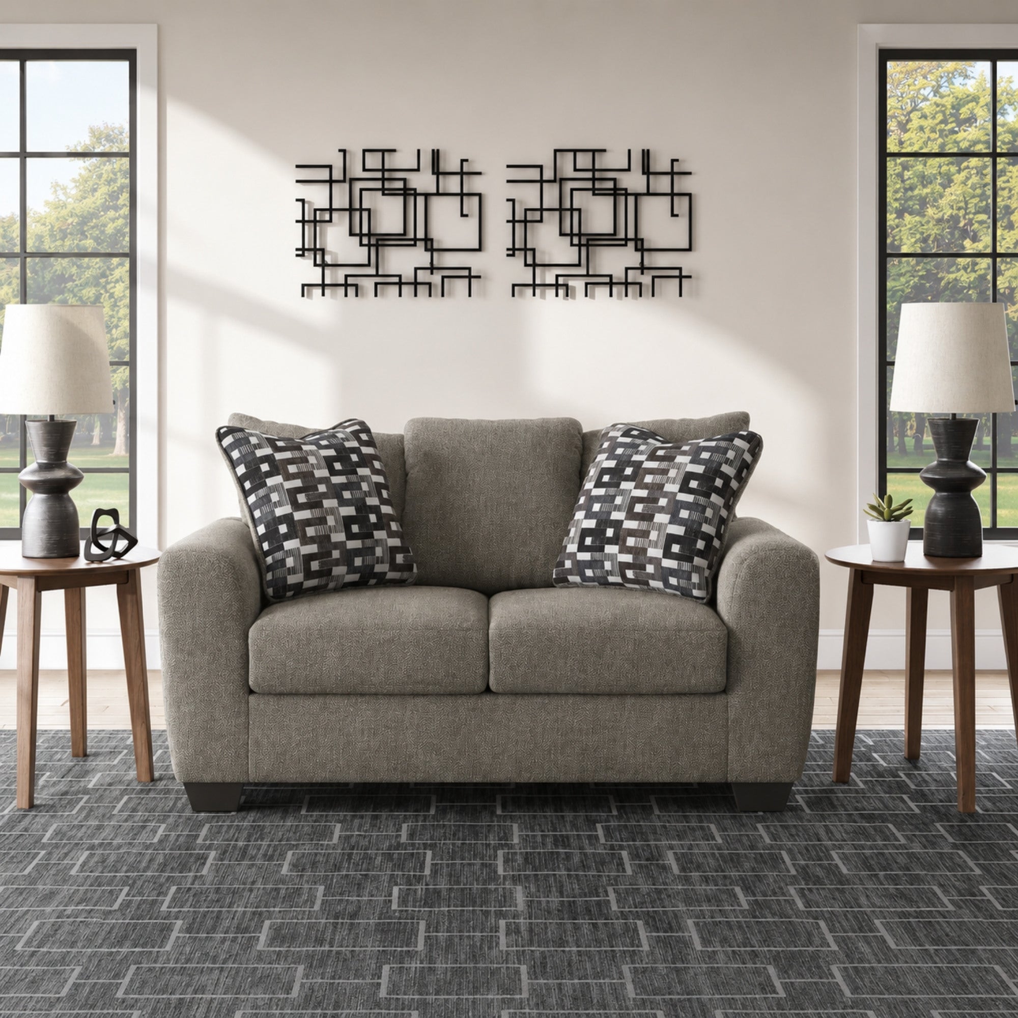 Triston-Peaks Loveseat Suede
