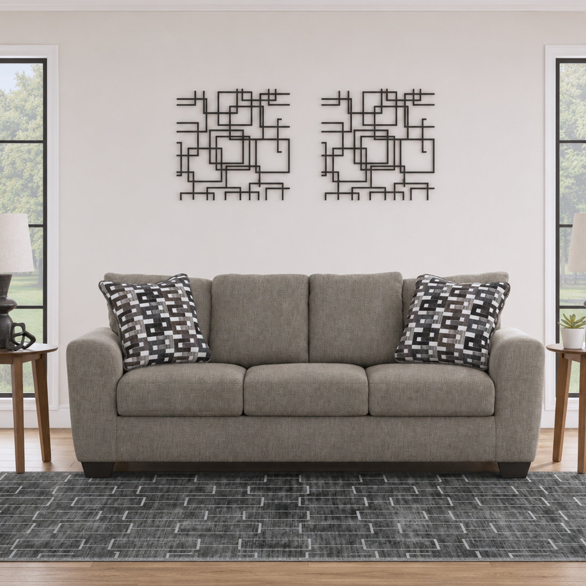 Triston-Peaks Sofa in Suede