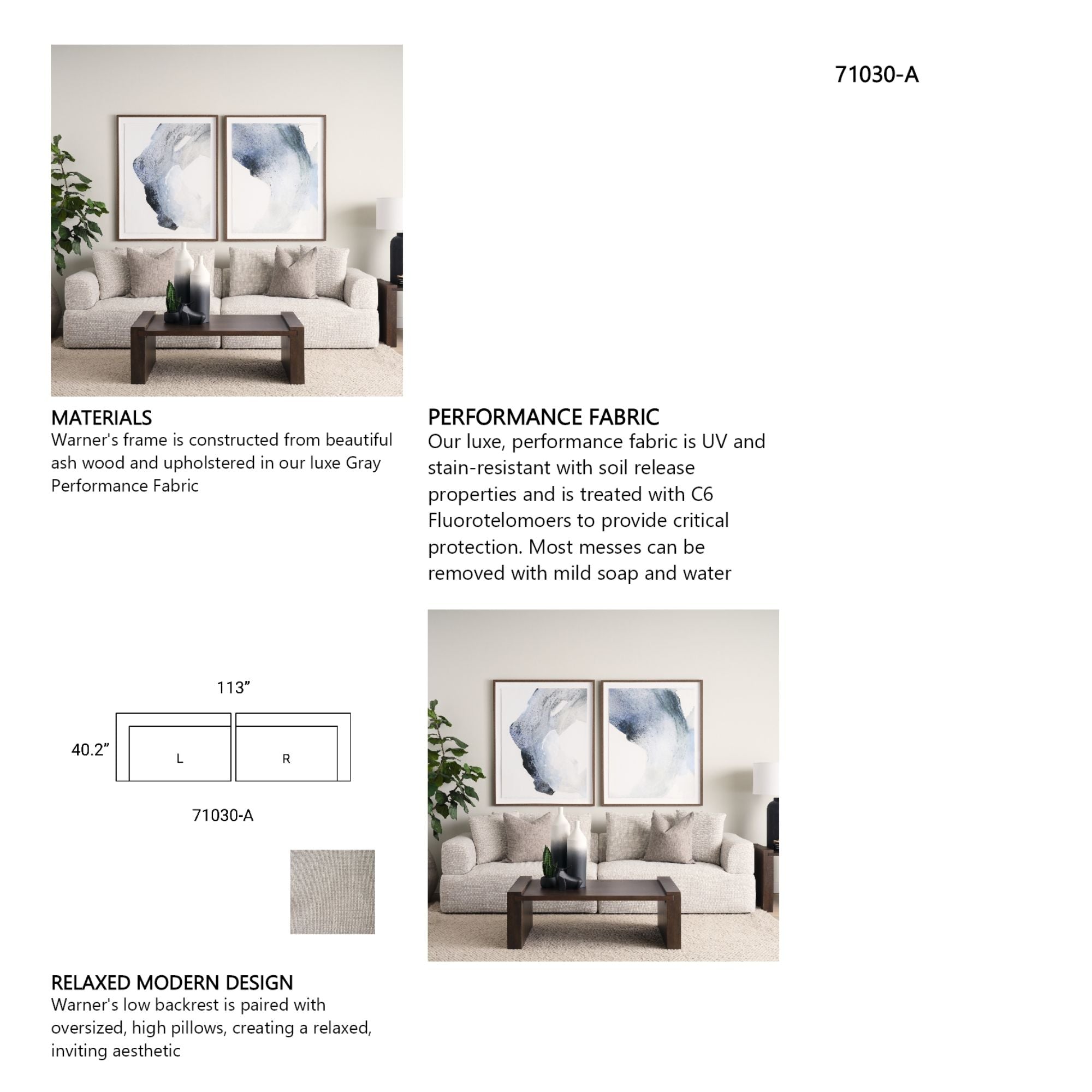 Mercana Warner gray 2-piece sofa set by Mercana Furniture, shown together