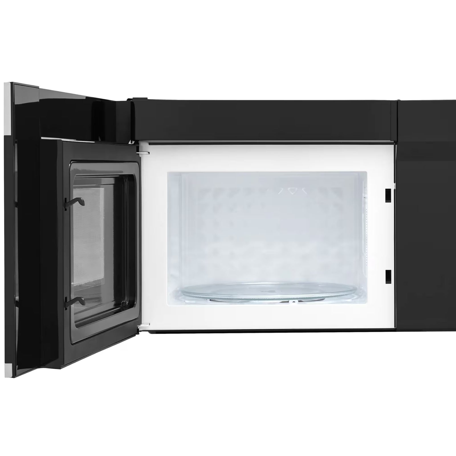 Frigidaire UMV1422US stainless steel over-the-range microwave with digital display and control panel, installed above a kitchen stove.