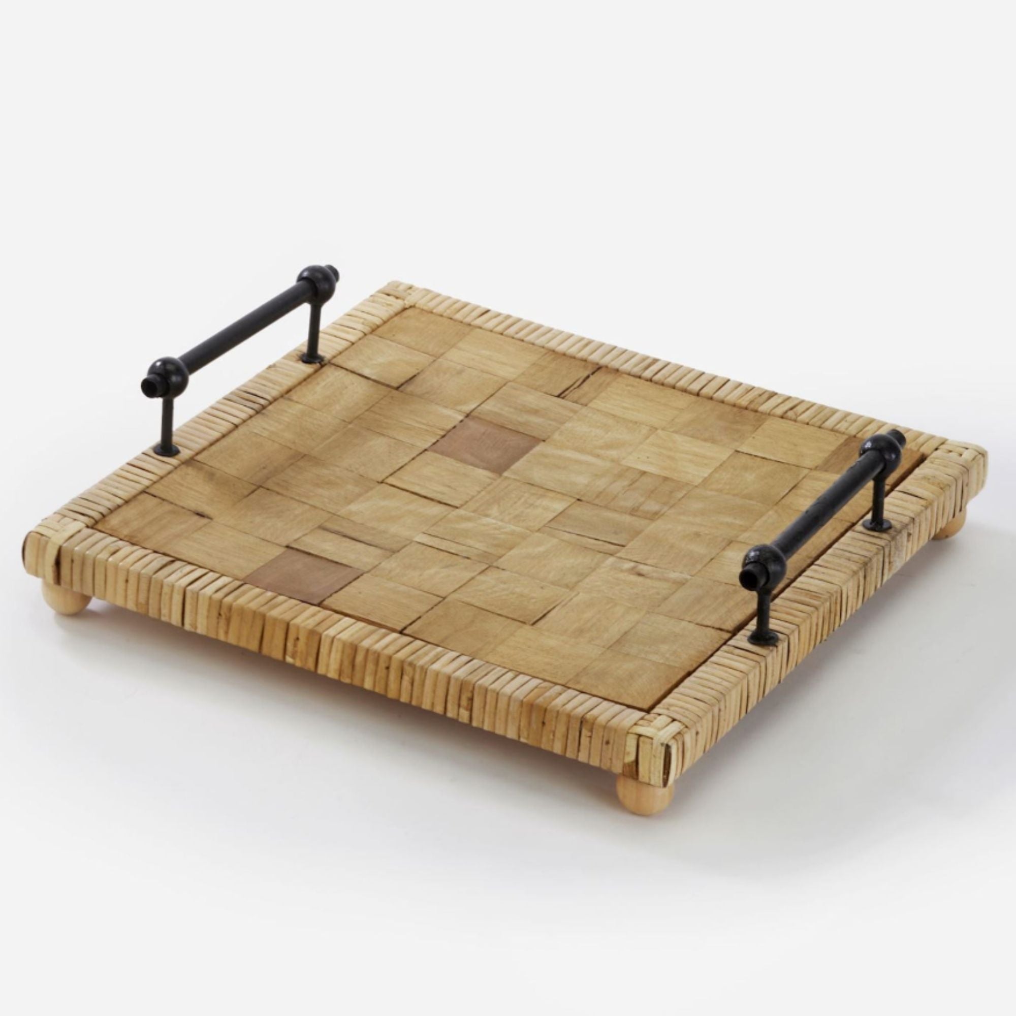 Maison decorative tray with handles, stylish and functional, featuring a sleek design for serving or home decor.