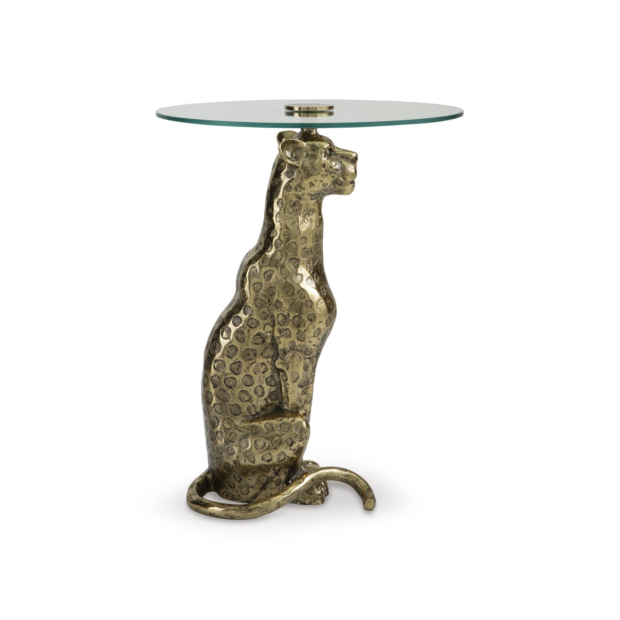 Vallain Accent Table Antique Gold Finish