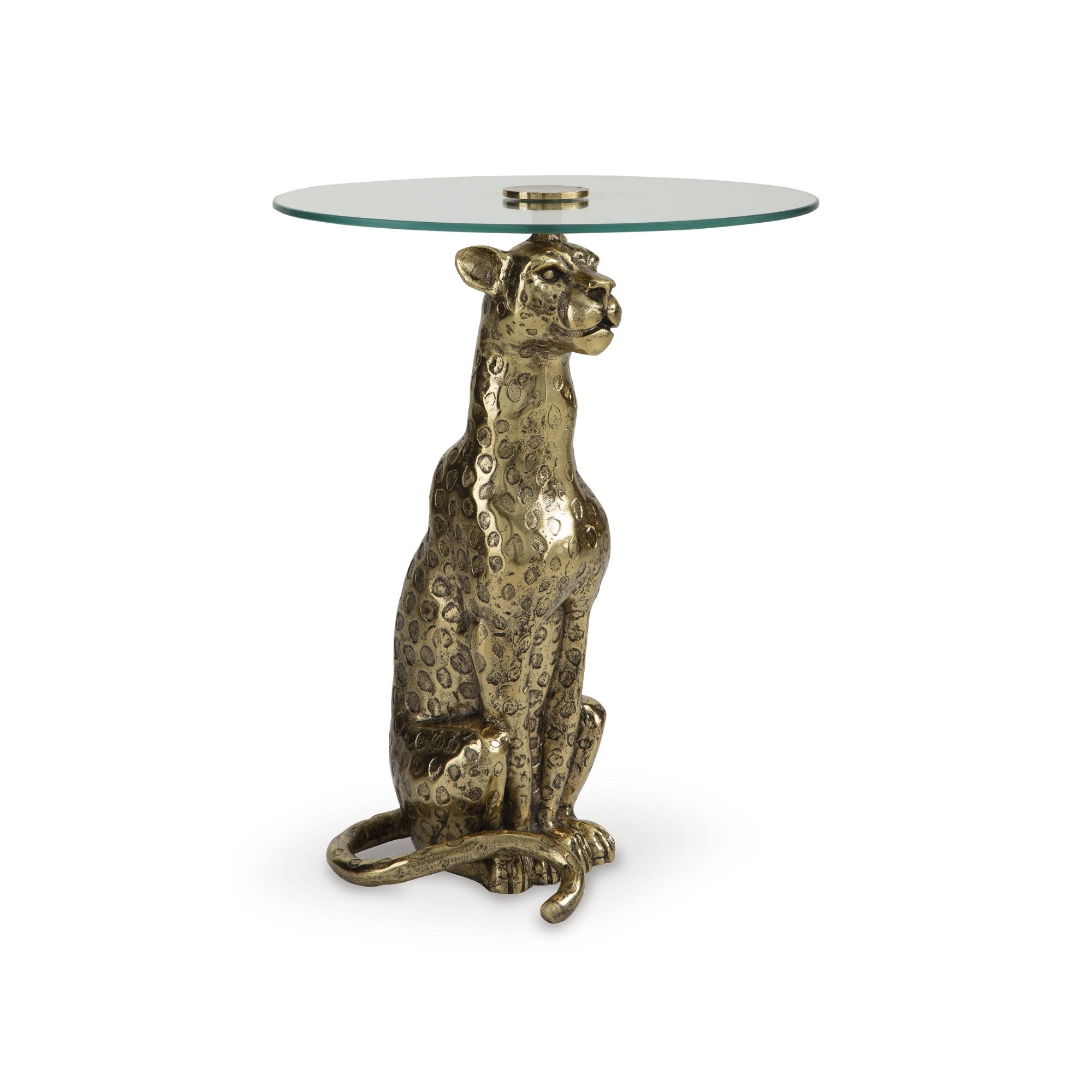 Vallain Accent Table Antique Gold Finish
