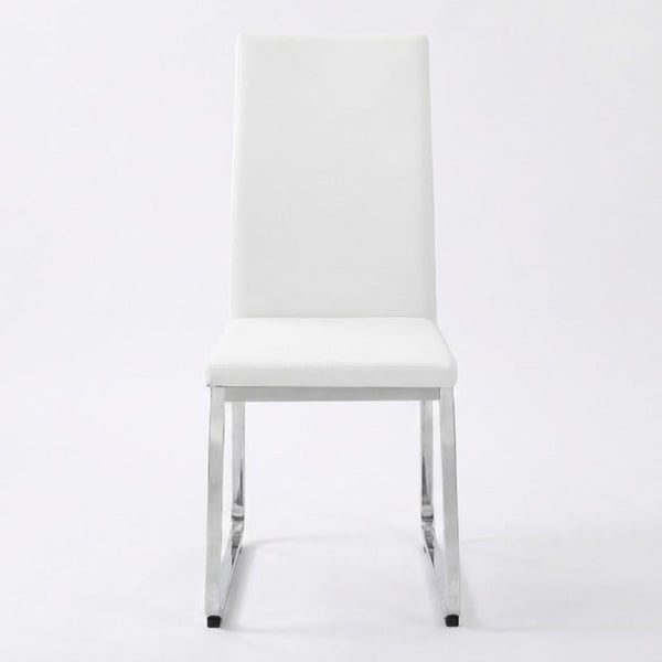 Velo Modern Dining Chair in White/Chrome ( Set of 2) | CastleUp Experience Centre Online Furniture