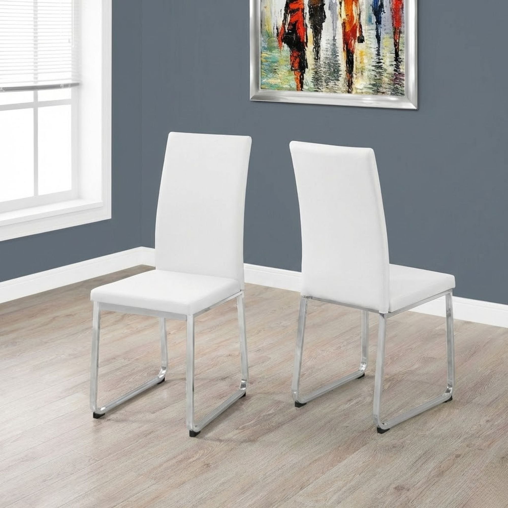Velo Modern Dining Chair in White/Chrome ( Set of 2) | CastleUp Experience Centre Online Furniture