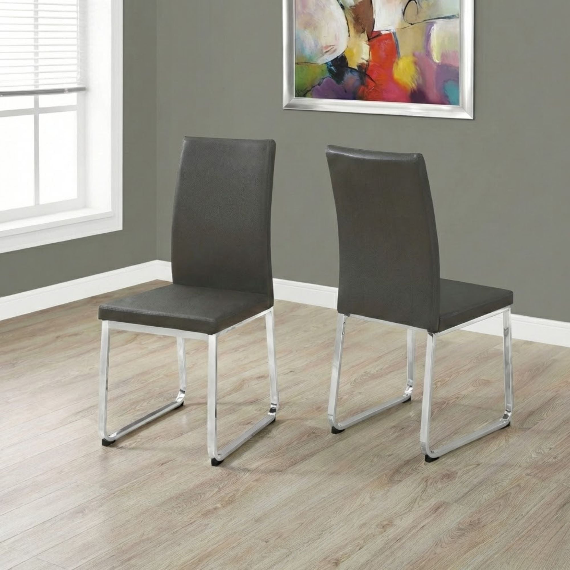 Velo Modern Dining Chair in Grey/Chrome ( Set of 2) | CastleUp Experience Centre Online Furniture