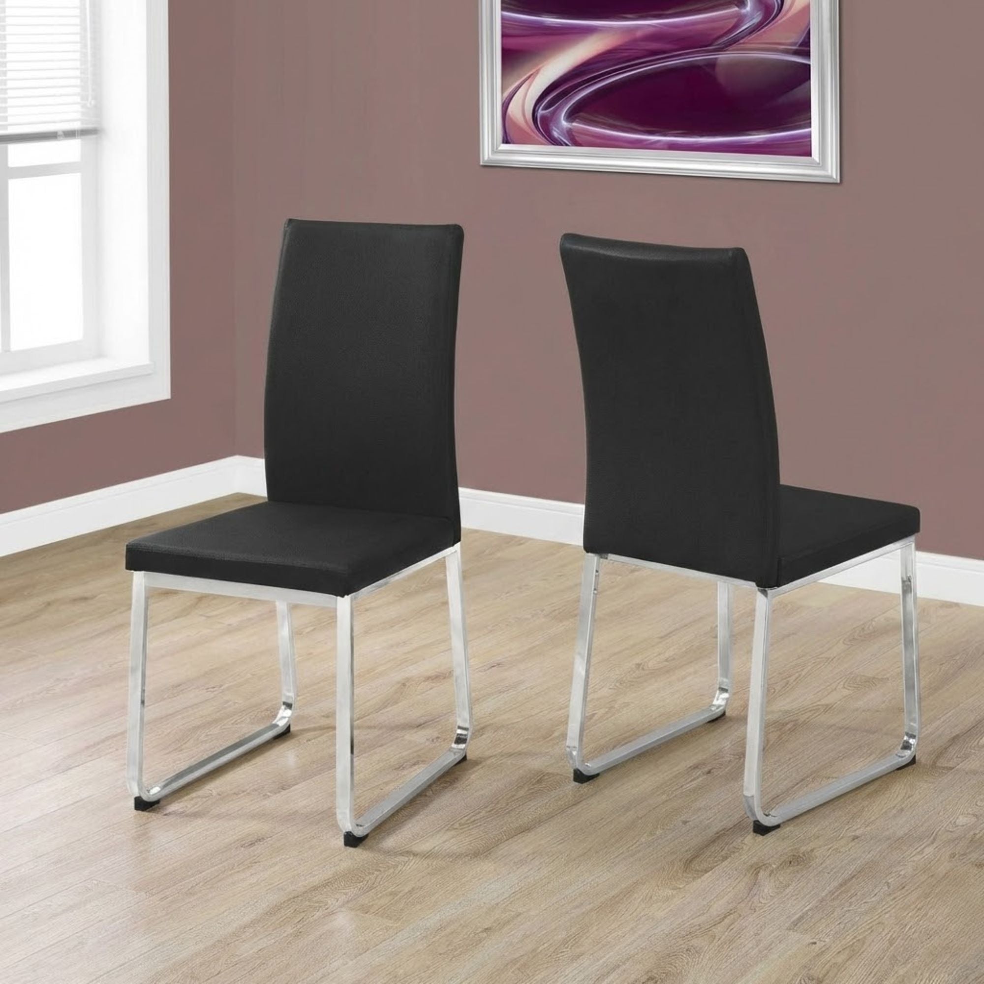 Velo Modern Dining Chair in Black/Chrome ( Set of 2) | CastleUp Experience Centre Online Furniture