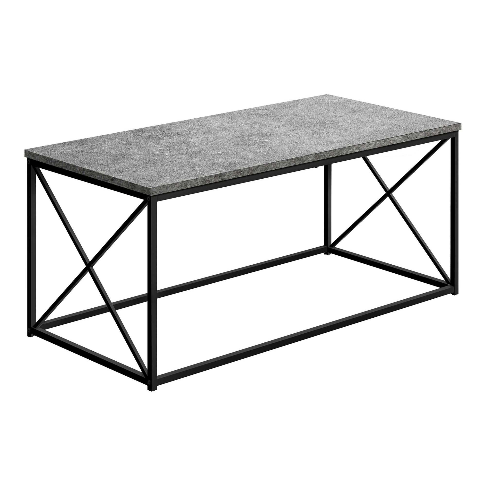 Vetra grey stone coffee table by Monarch Specialties featuring a modern design with a sturdy rectangular top.