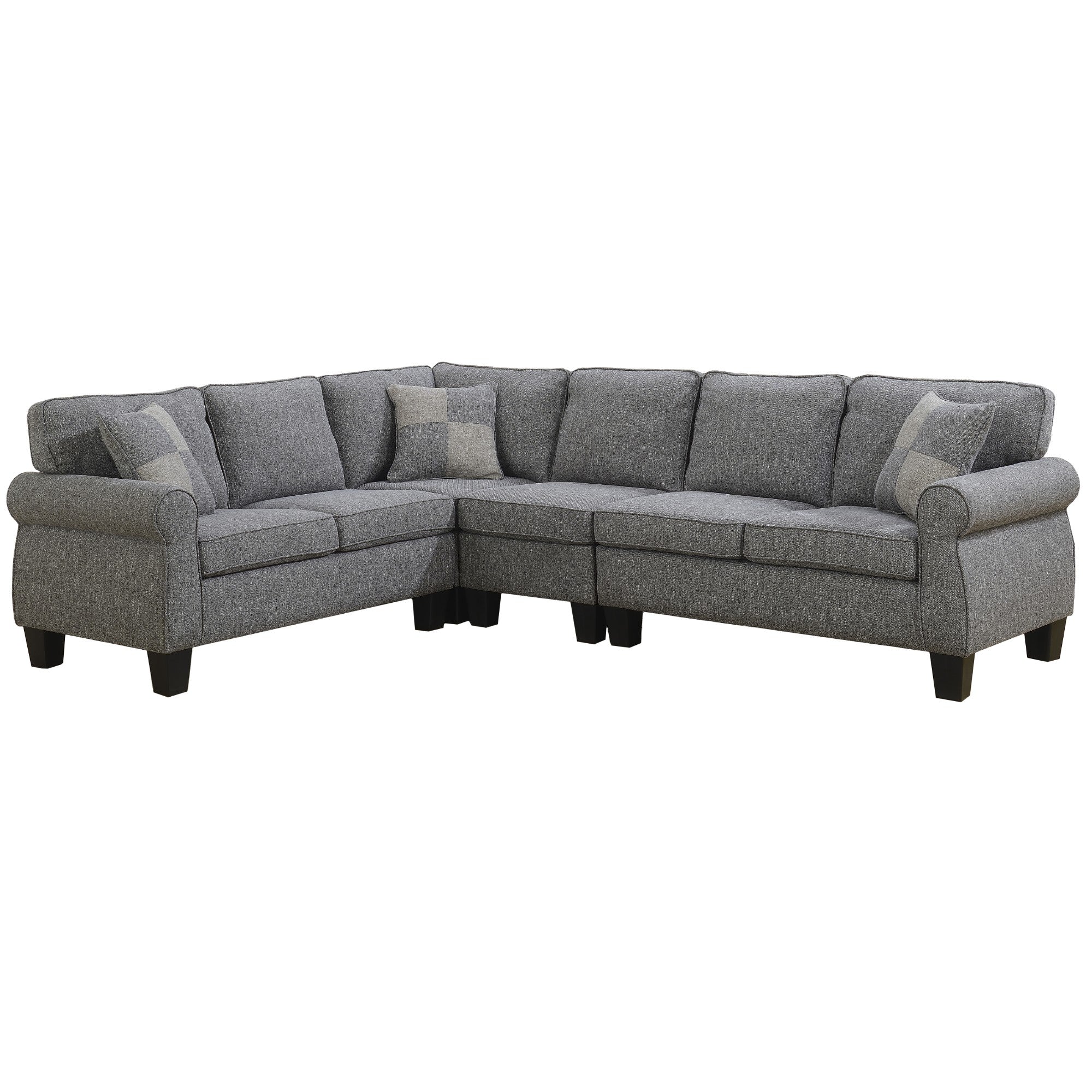 Verona Grey Reversible Sectional Sofa with Accent Pillows