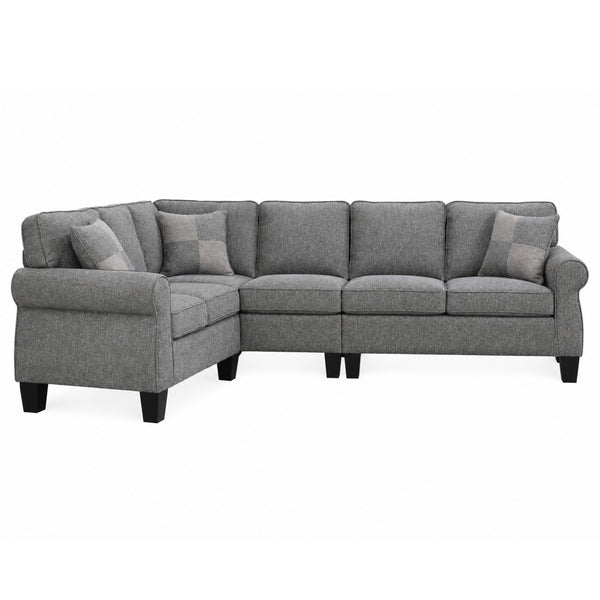 Verona Grey Reversible Sectional Sofa with Accent Pillows
