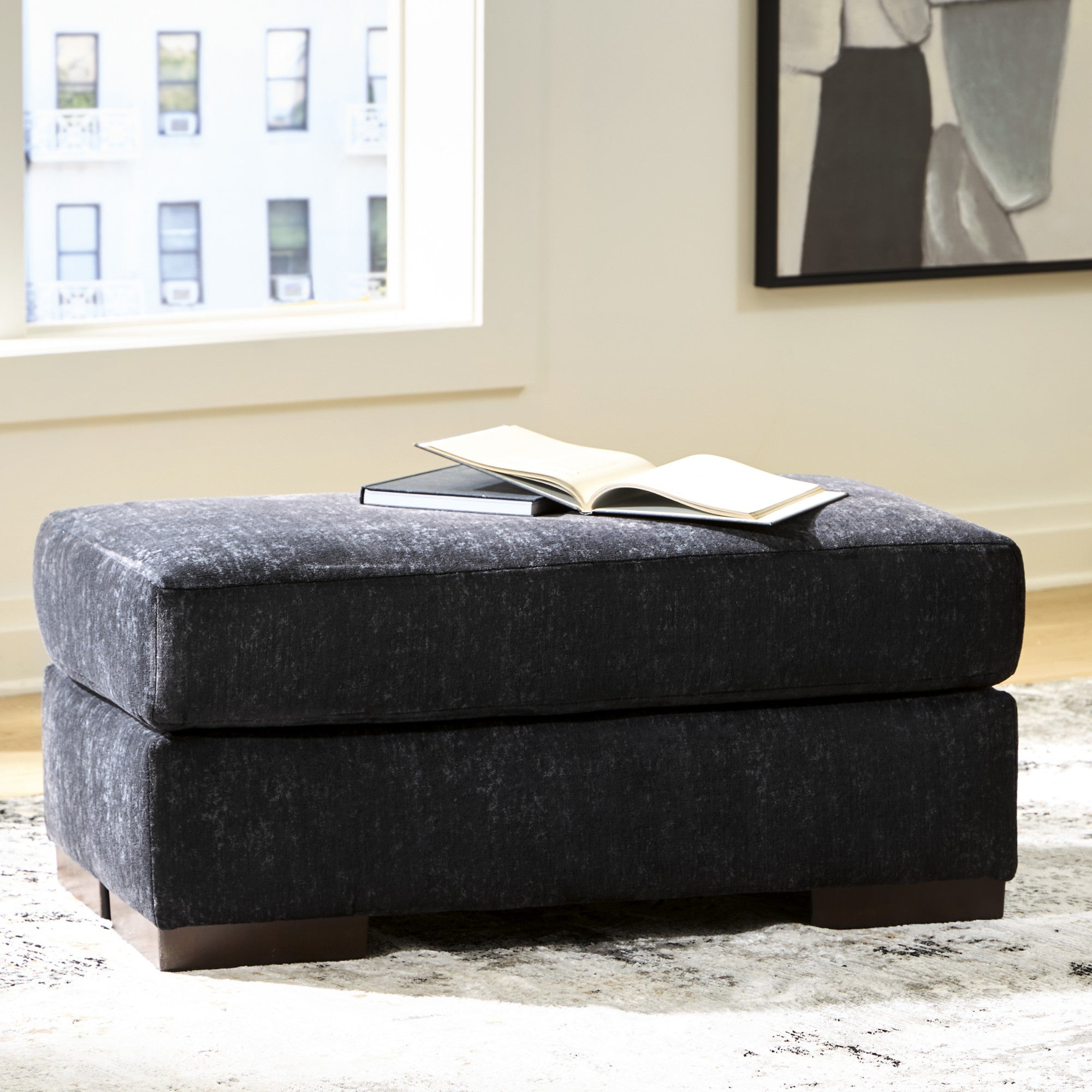Whitmore Manor Ottoman in Black Pearl