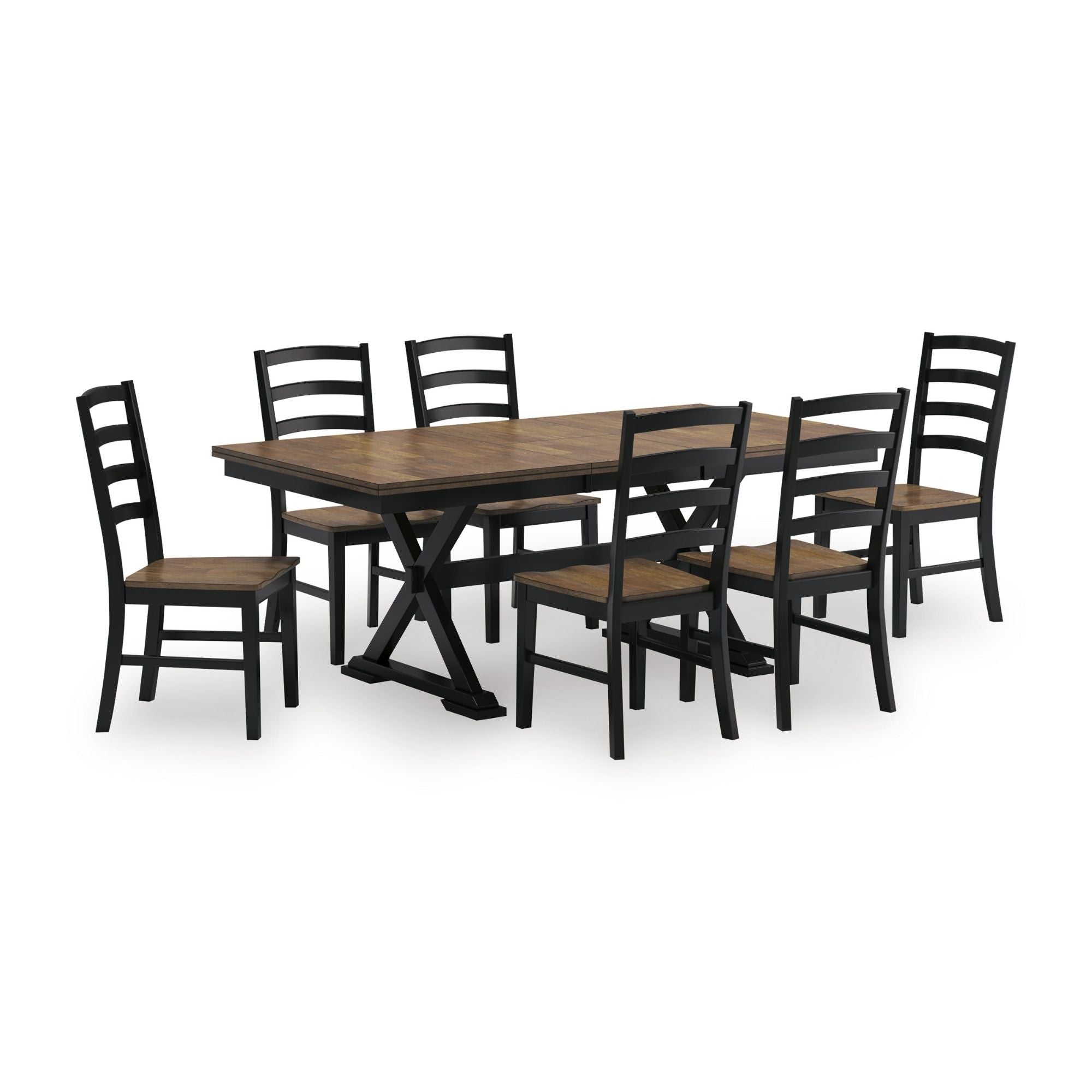 Wildenauer dining room set with brown and black finish, including table and chairs, by Signature Ashley.