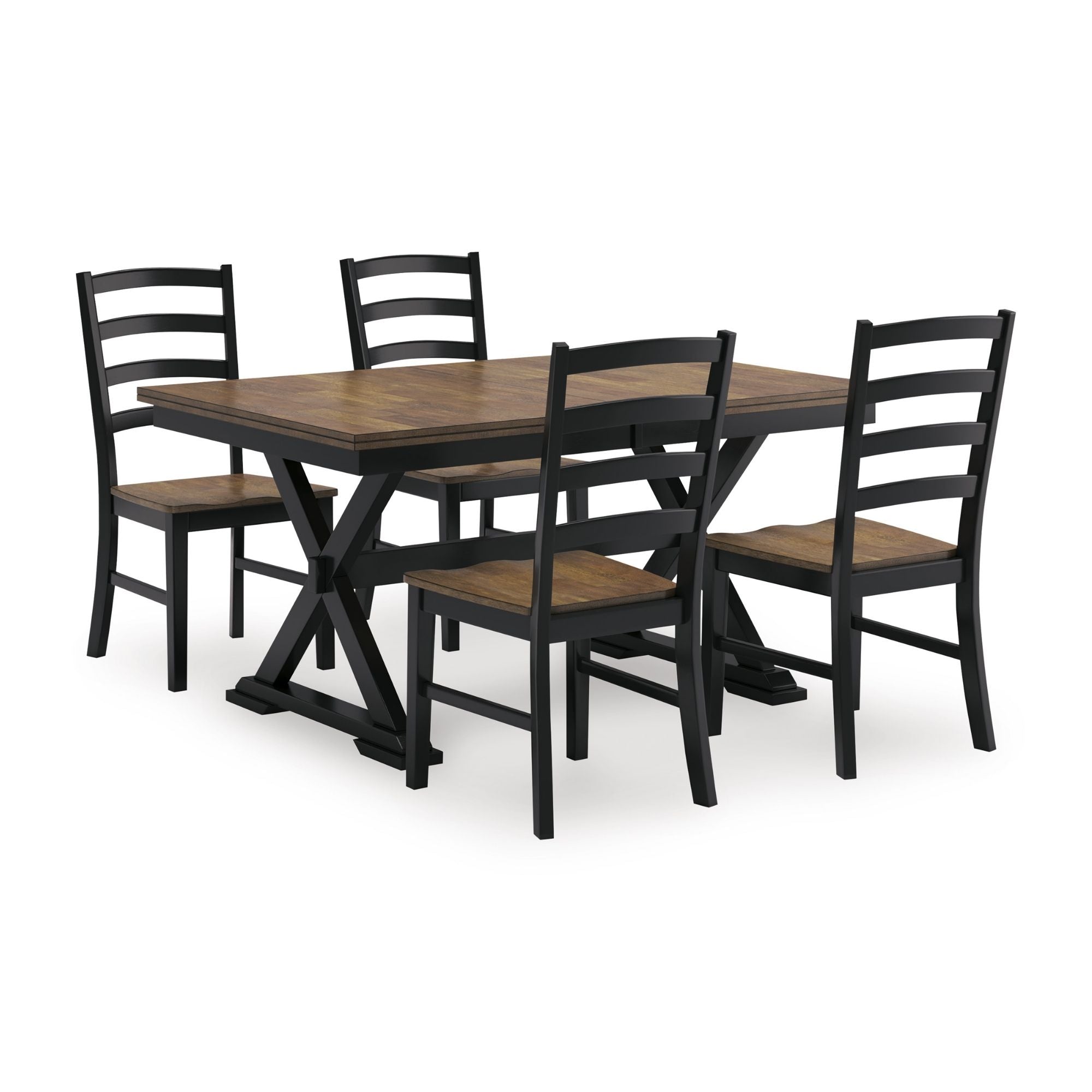 Wildenauer dining room set with brown and black finish, including table and chairs, from Signature Ashley dining furniture collection.