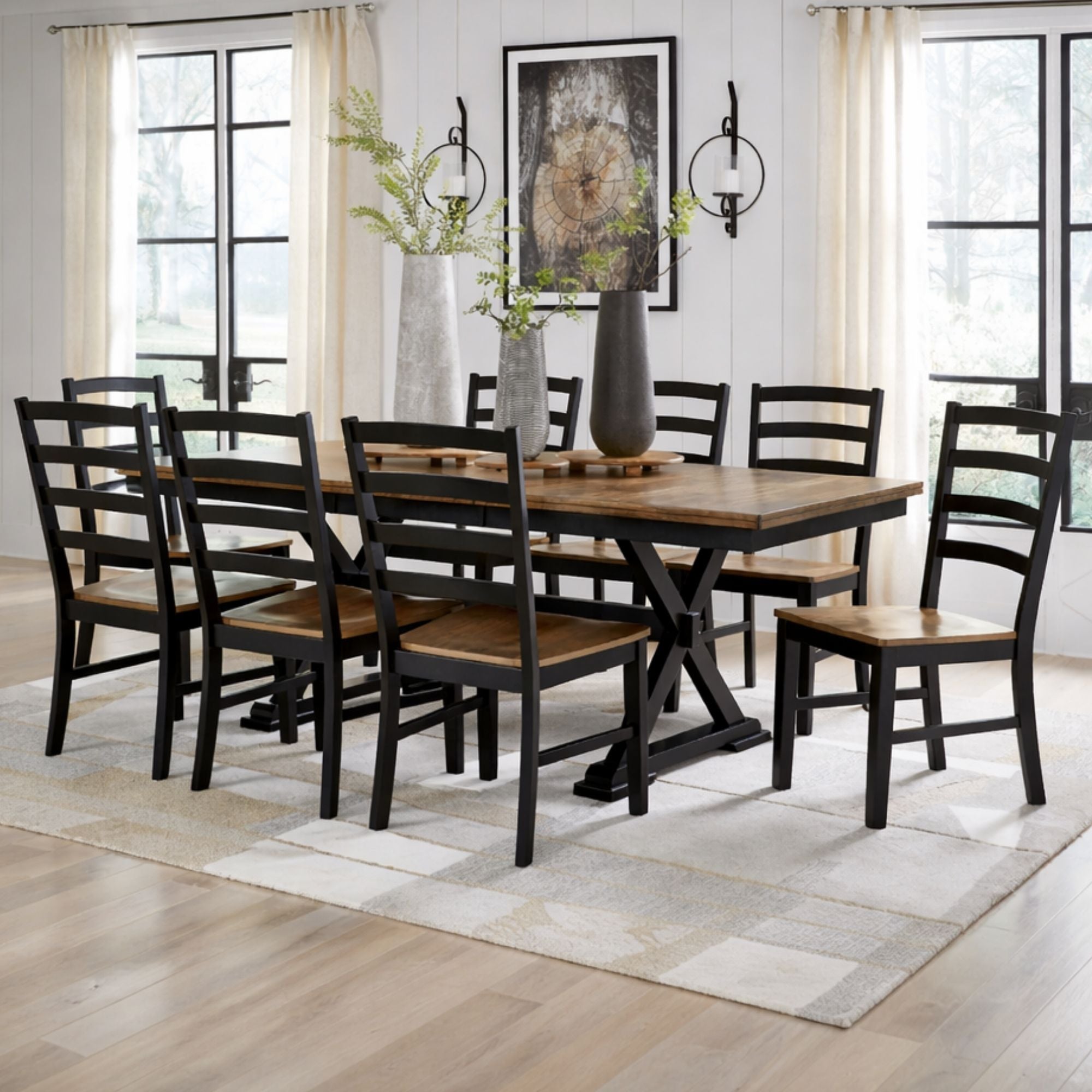Wildenauer dining room set by Signature Ashley featuring a brown and black wooden table with matching chairs in a modern design.