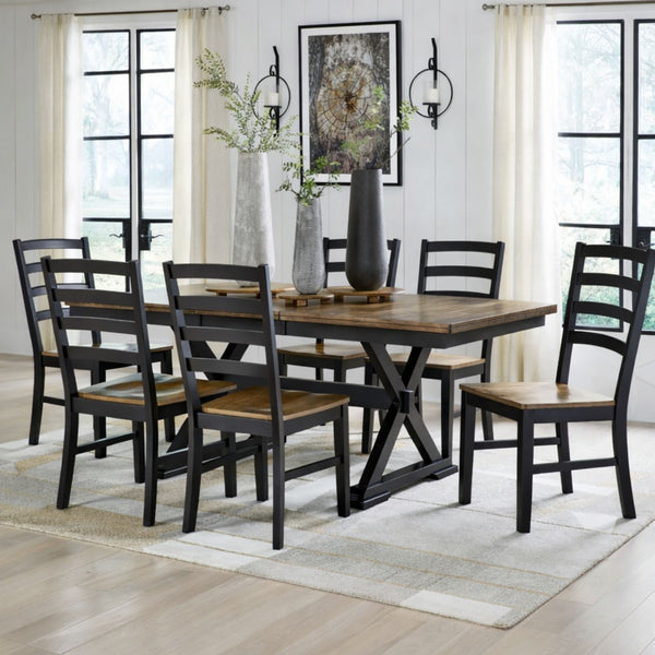 Wildenauer dining room set by Signature Ashley featuring a brown and black wooden table with matching chairs.