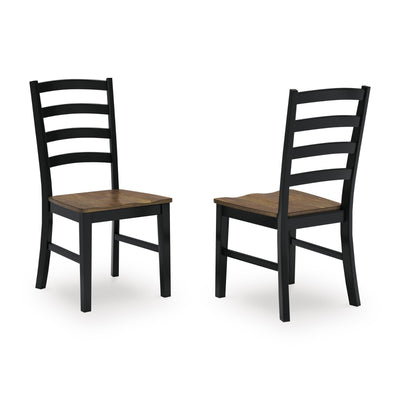 Pair of Ashley Wildenauer dining room side chairs with wooden legs and upholstered seats, set of two for modern dining spaces.