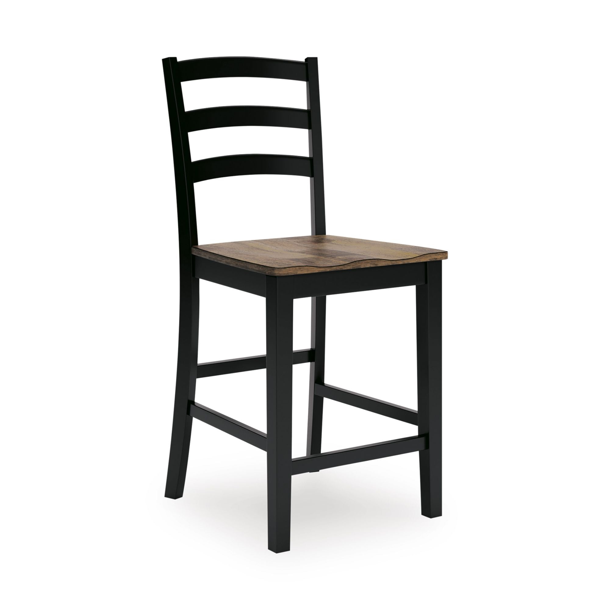 Pair of Ashley Wildenauer barstools with wooden seats and metal legs, ideal for modern dining or bar areas.