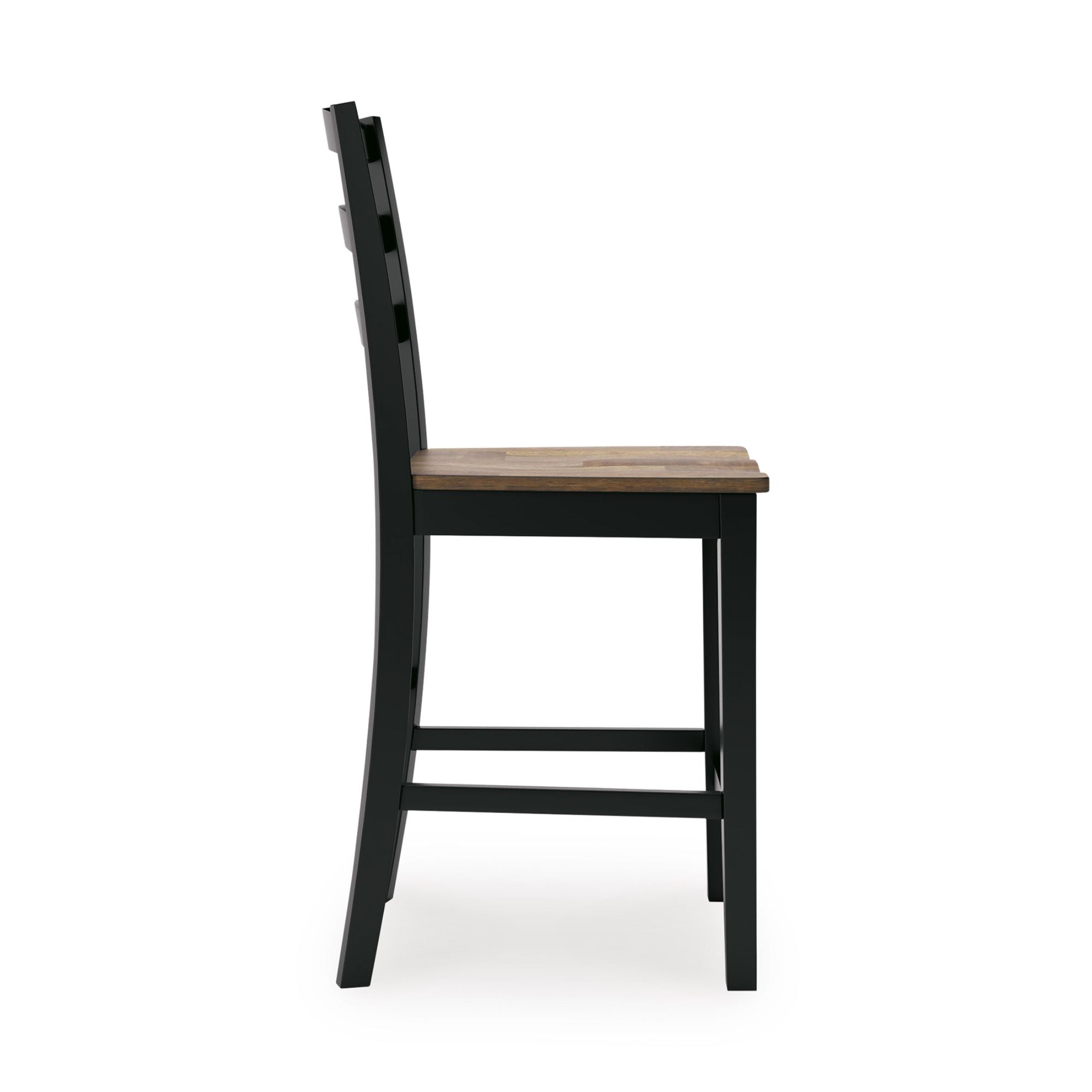 Set of two Ashley Wildenauer bar stools with wooden legs and upholstered seats, perfect for modern dining or bar areas.