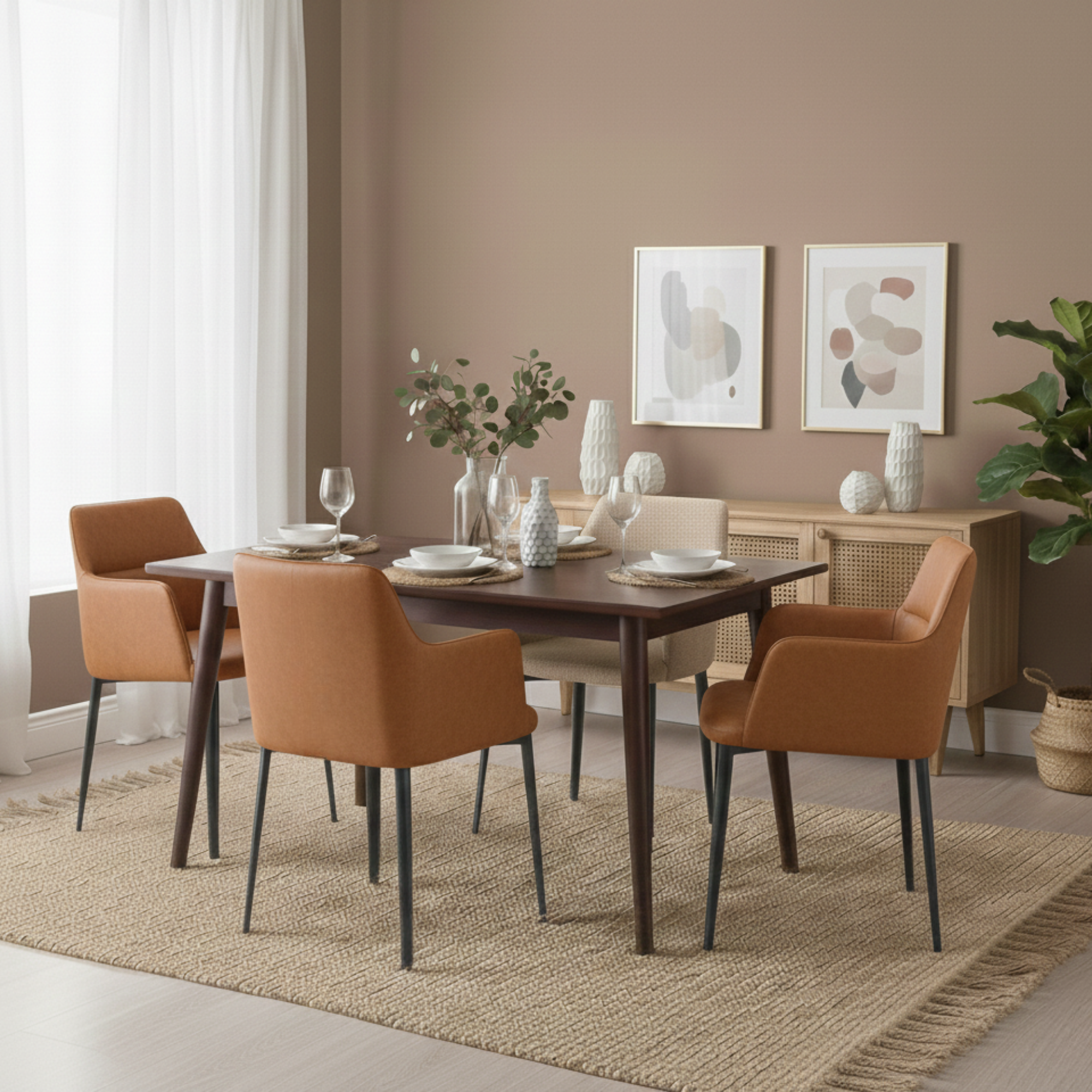 Williamsburg Dining Arm Chair Collection in Cognac | CastleUp Experience Centre Online Furniture