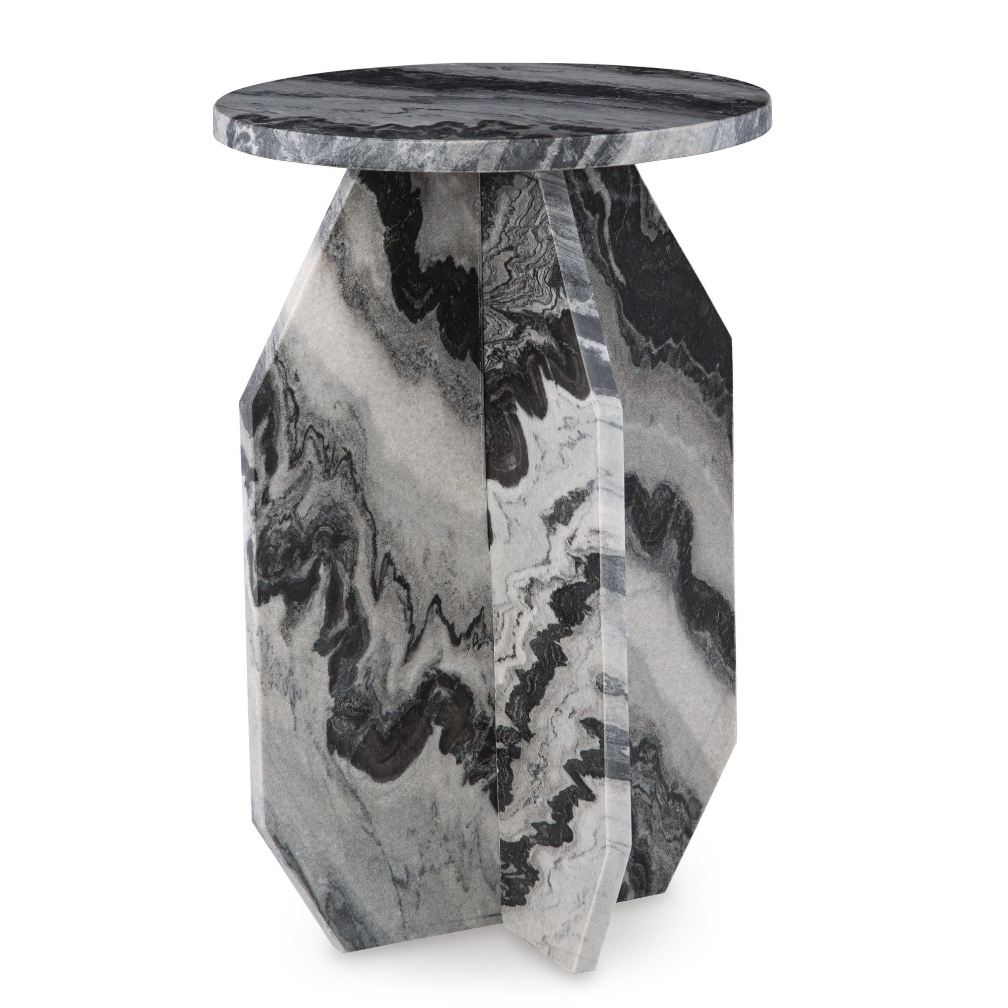 Wrenlane Marble Accent Table Black/White/Taupe