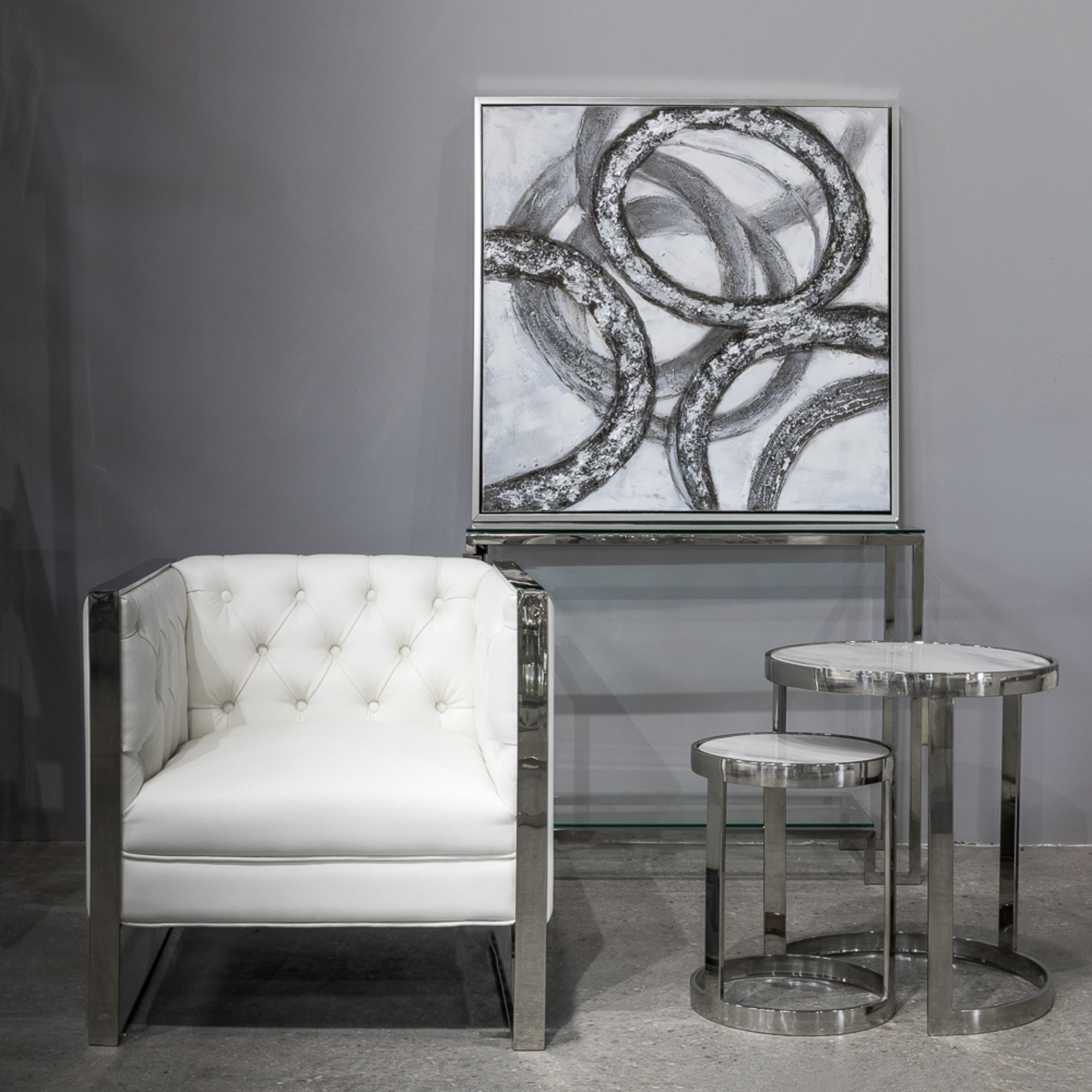 Ringlet Wall Art – Silver Abstract Canvas | CastleUp Experience Centre Online Furniture