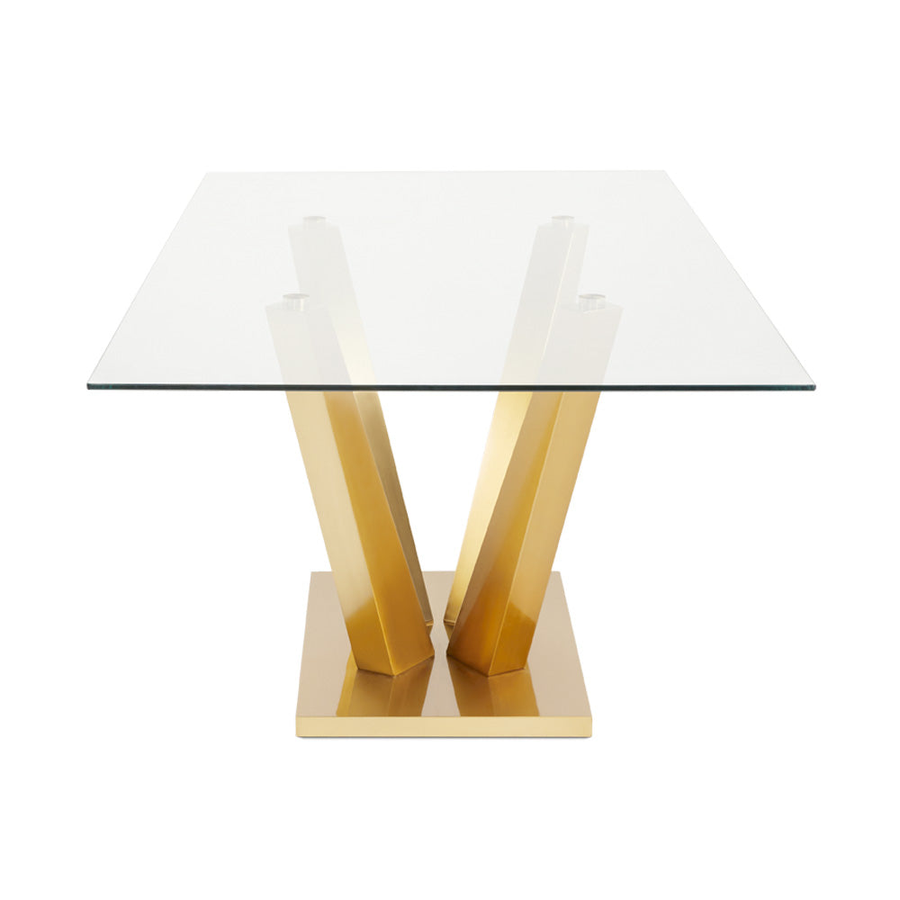 Yvon Glass Dining Table - 79"  Gold.