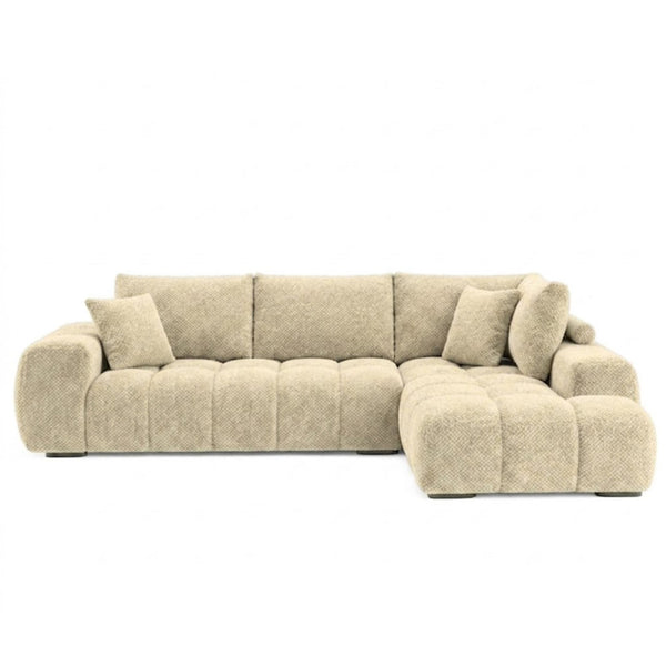 Brassex Zara sectional sofa in taupe fabric, featuring plush cushions and modern design, perfect for contemporary living rooms.