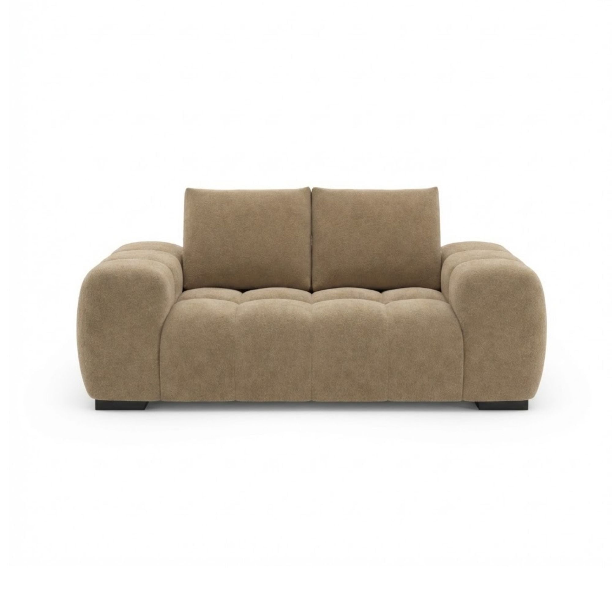Brassex Zara Collection taupe loveseat with plush cushions and sleek design, ideal for cozy living room seating.