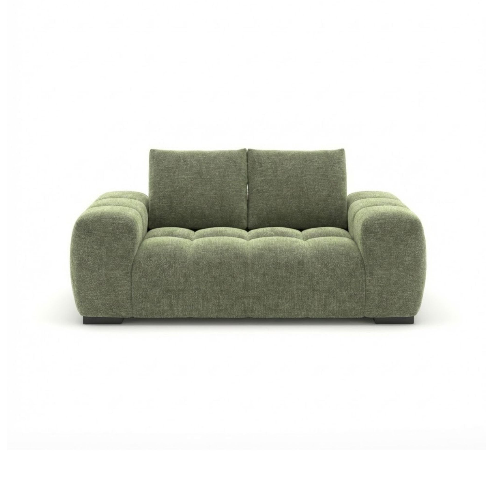 Brassex Zara Collection green loveseat with plush upholstery and modern design, perfect for cozy living room seating.