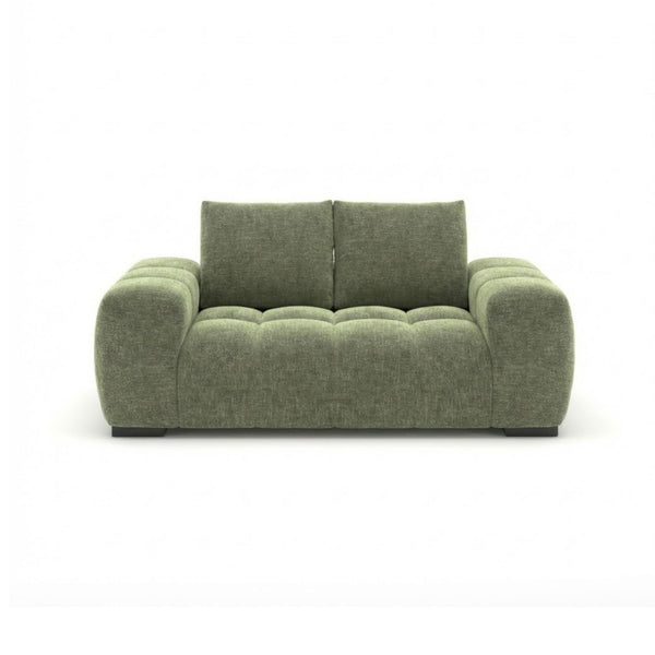 Brassex Zara Collection green loveseat with plush upholstery and modern design, perfect for cozy living room seating.