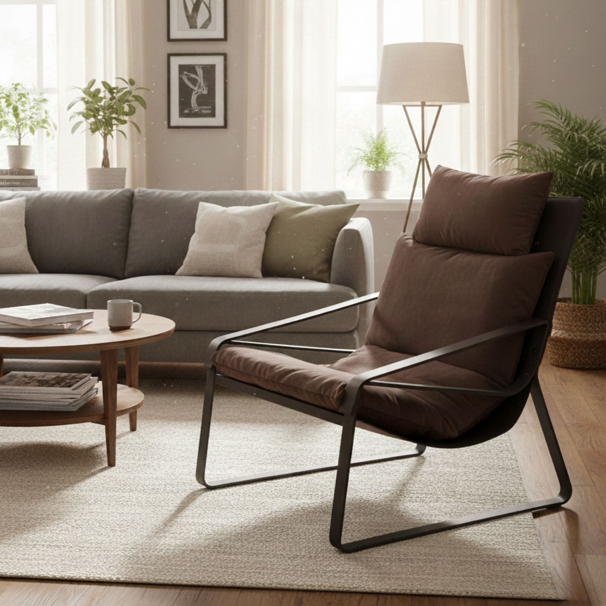 Zawadi Lounge Chair in Brown | CastleUp Experience Centre