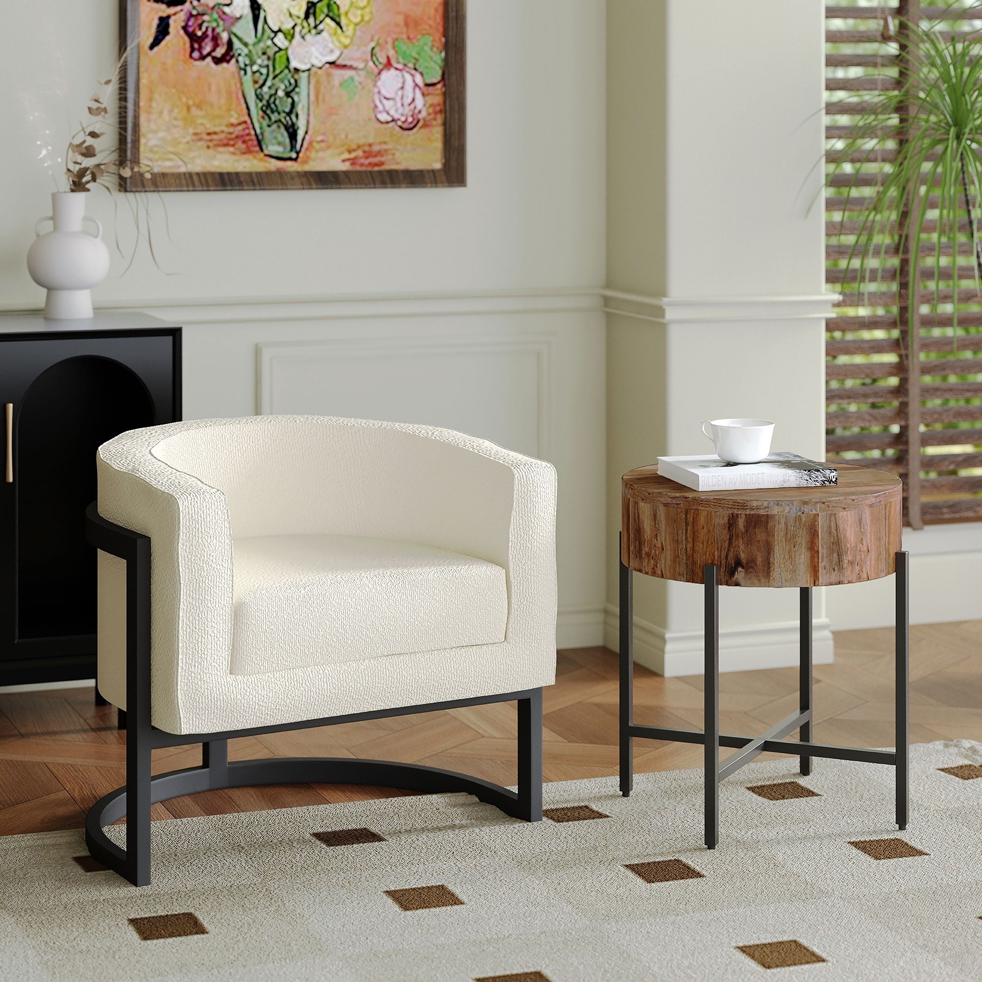 Zhuri Accent Chair Ivory and Black
