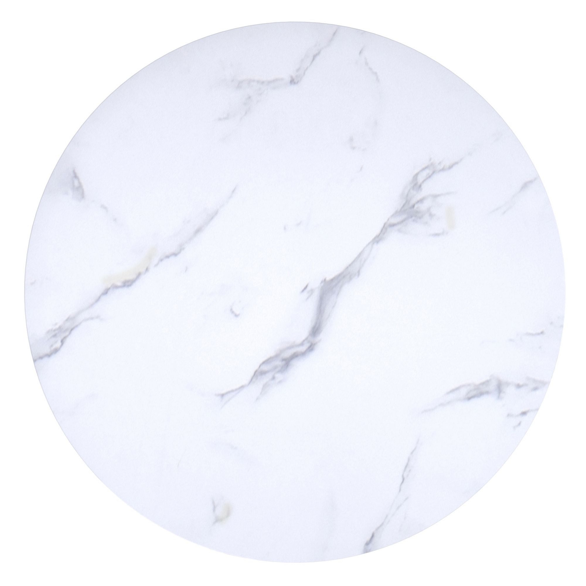 Zilo Round Pedestal Dining Table White Faux Marble and Aged Gold