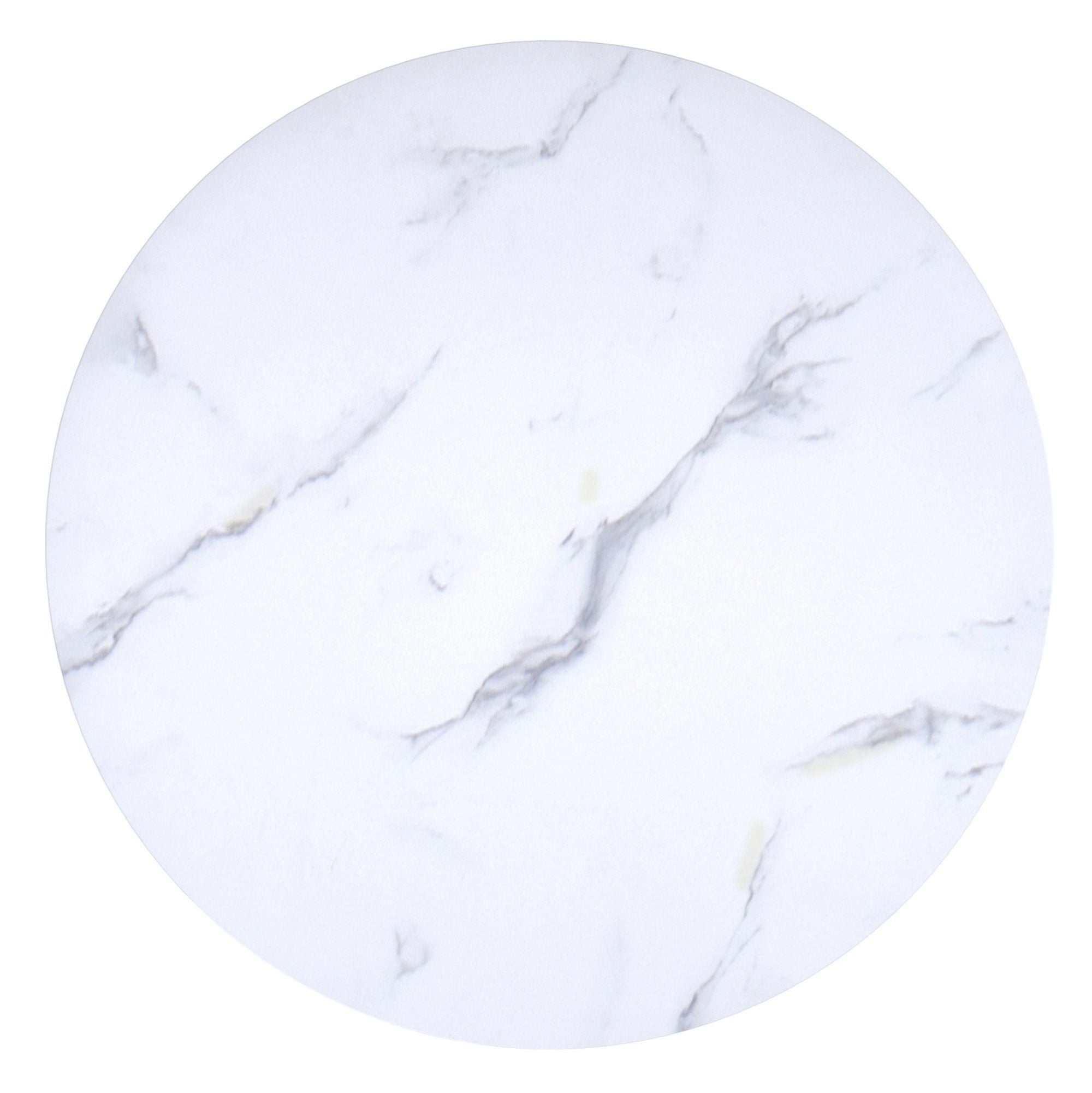 Zilo Round Pedestal Dining Table White Faux Marble and Black