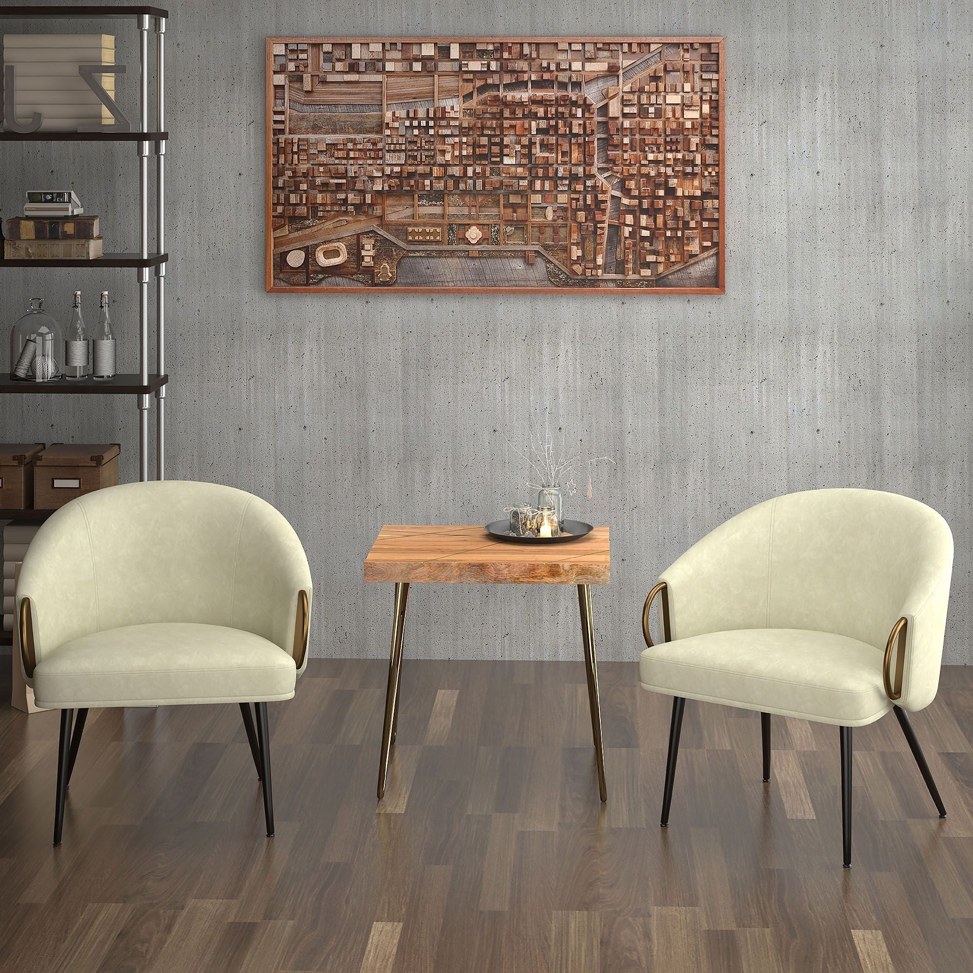 Zita Accent Chair in Vintage Ivory and Black and Aged Gold