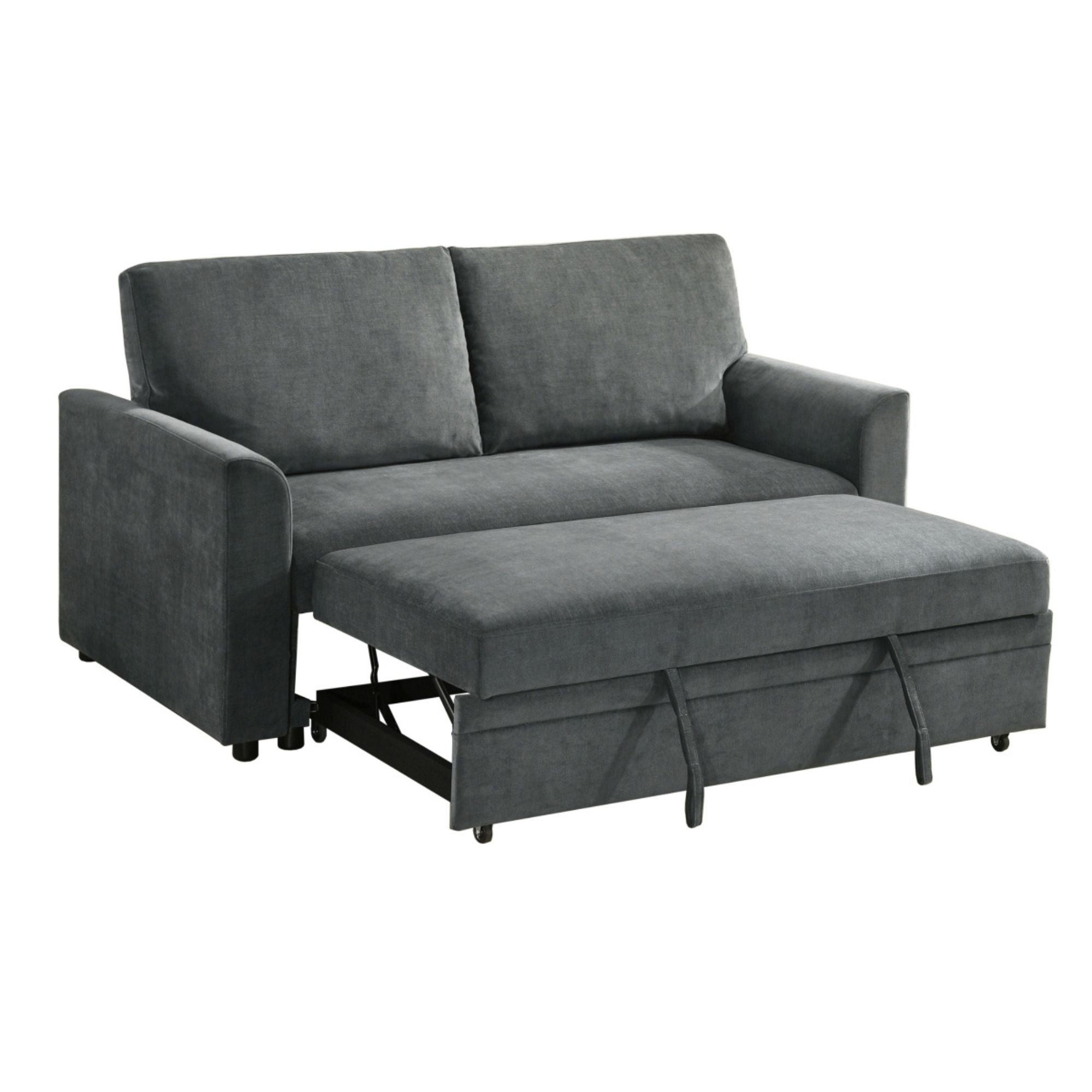 Gray Zoya sofa bed by MAZ, featuring a modern sofa sleeper design with plush fabric and convertible seating for guest overnight stays.