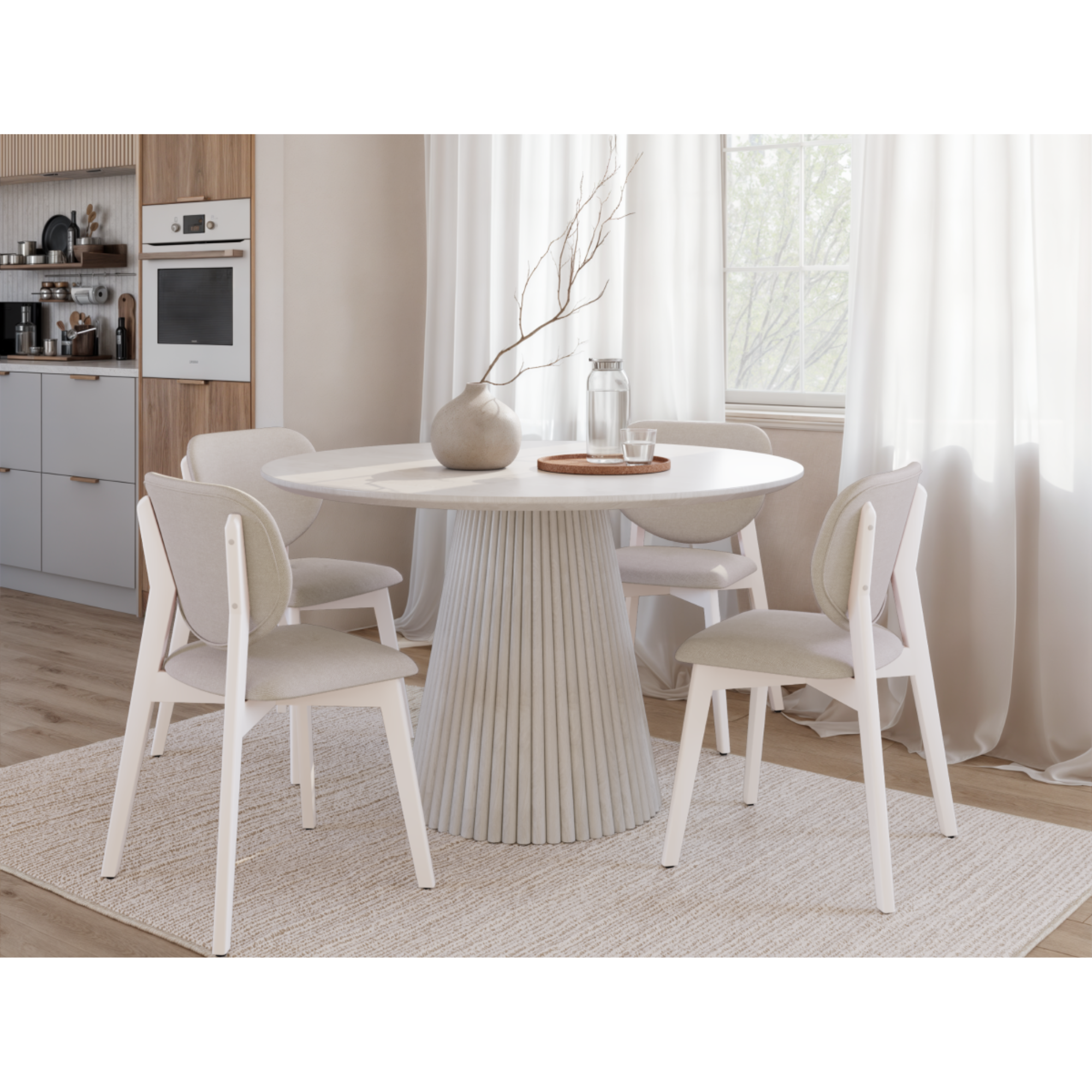 Akira Dining Set in White Wash 3228411.