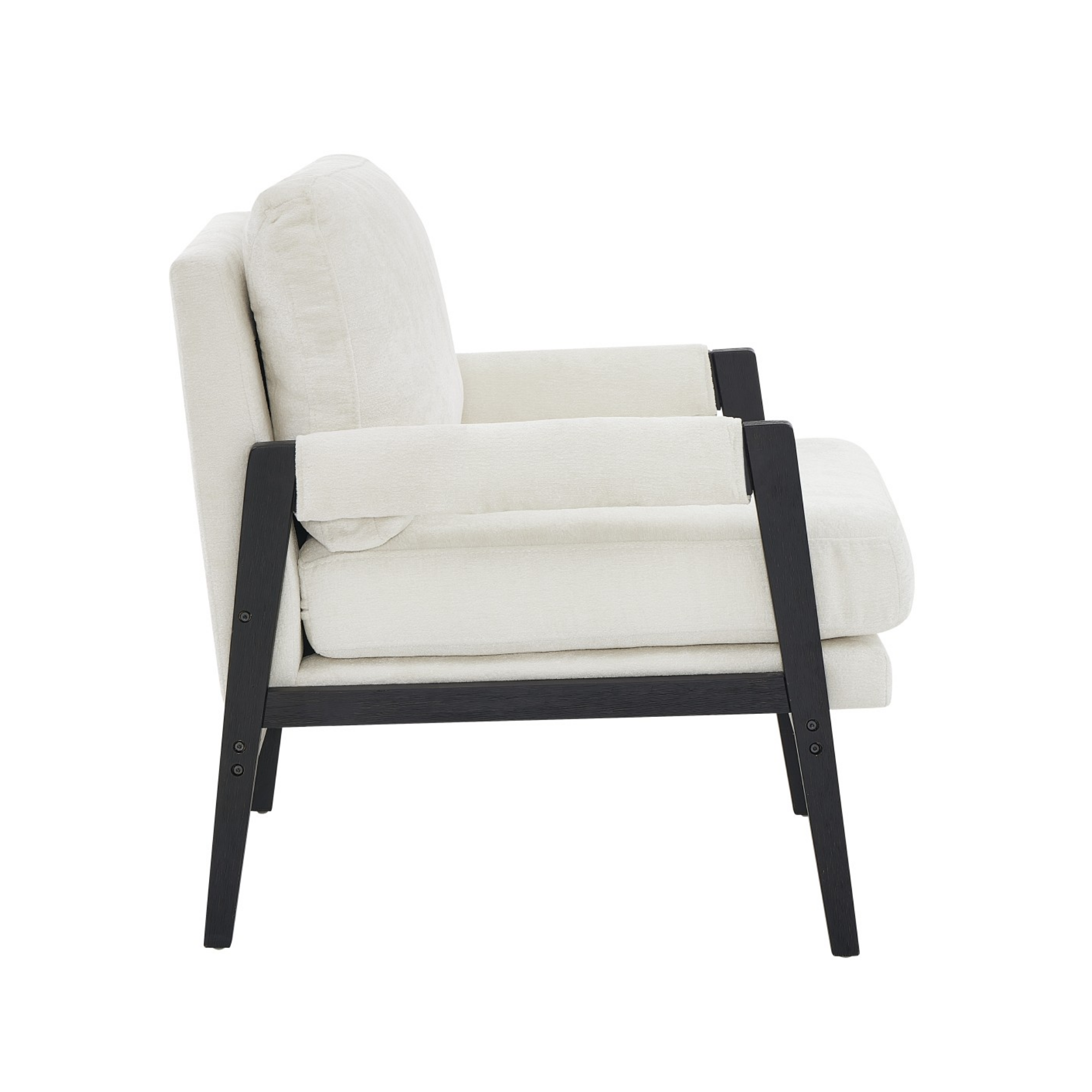 Beige Brassex accent arm chair with plush fabric upholstery and modern design, ideal for living room or lounge space.
