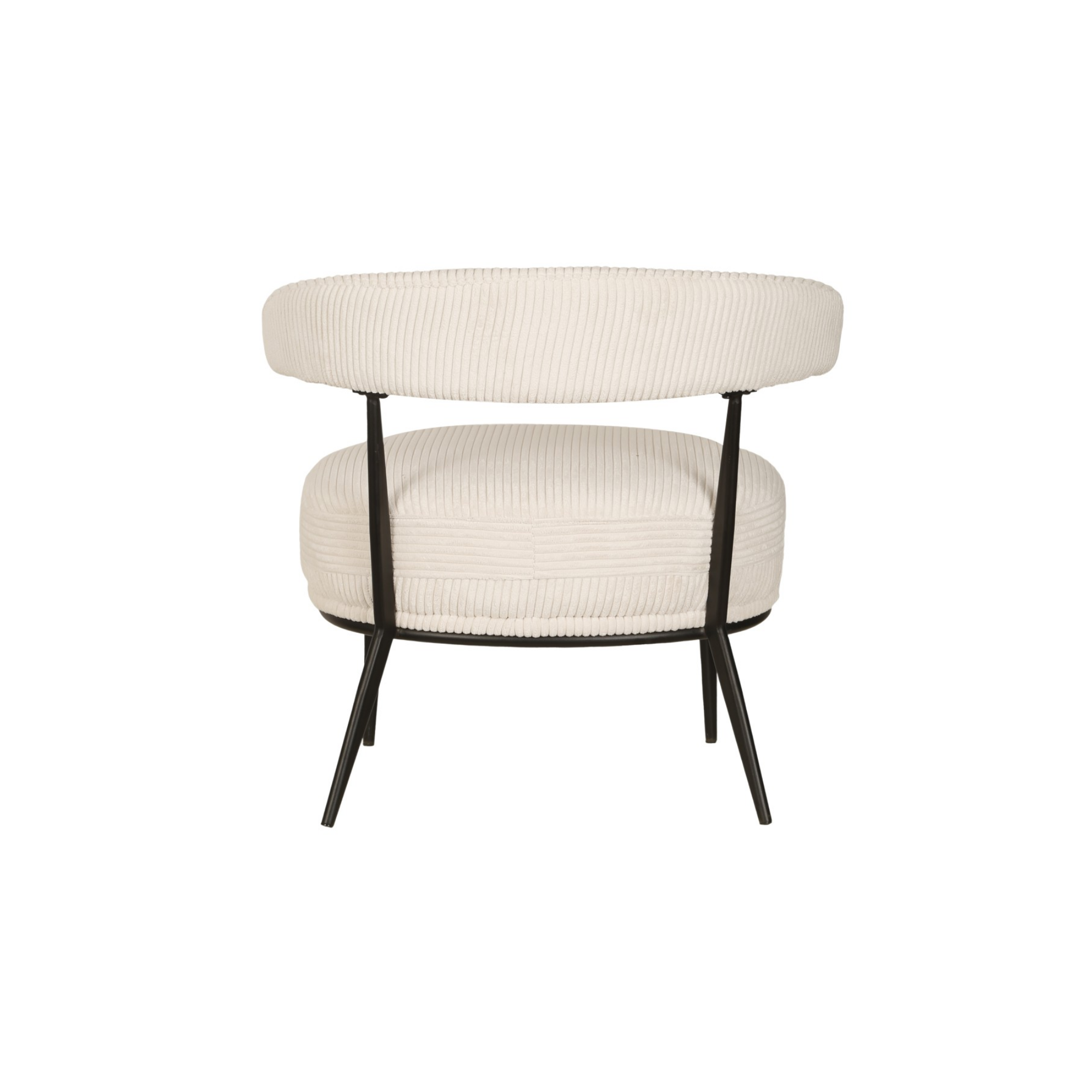 Cream fabric Brassex accent chair with a modern design, featuring a cushioned seat and sleek wooden legs.
