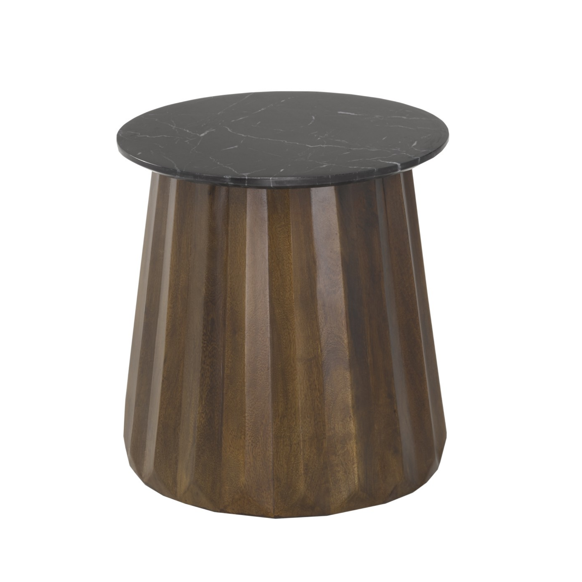 Brassex espresso wood accent table with a sleek, modern design and sturdy legs for versatile living room or bedroom decor.