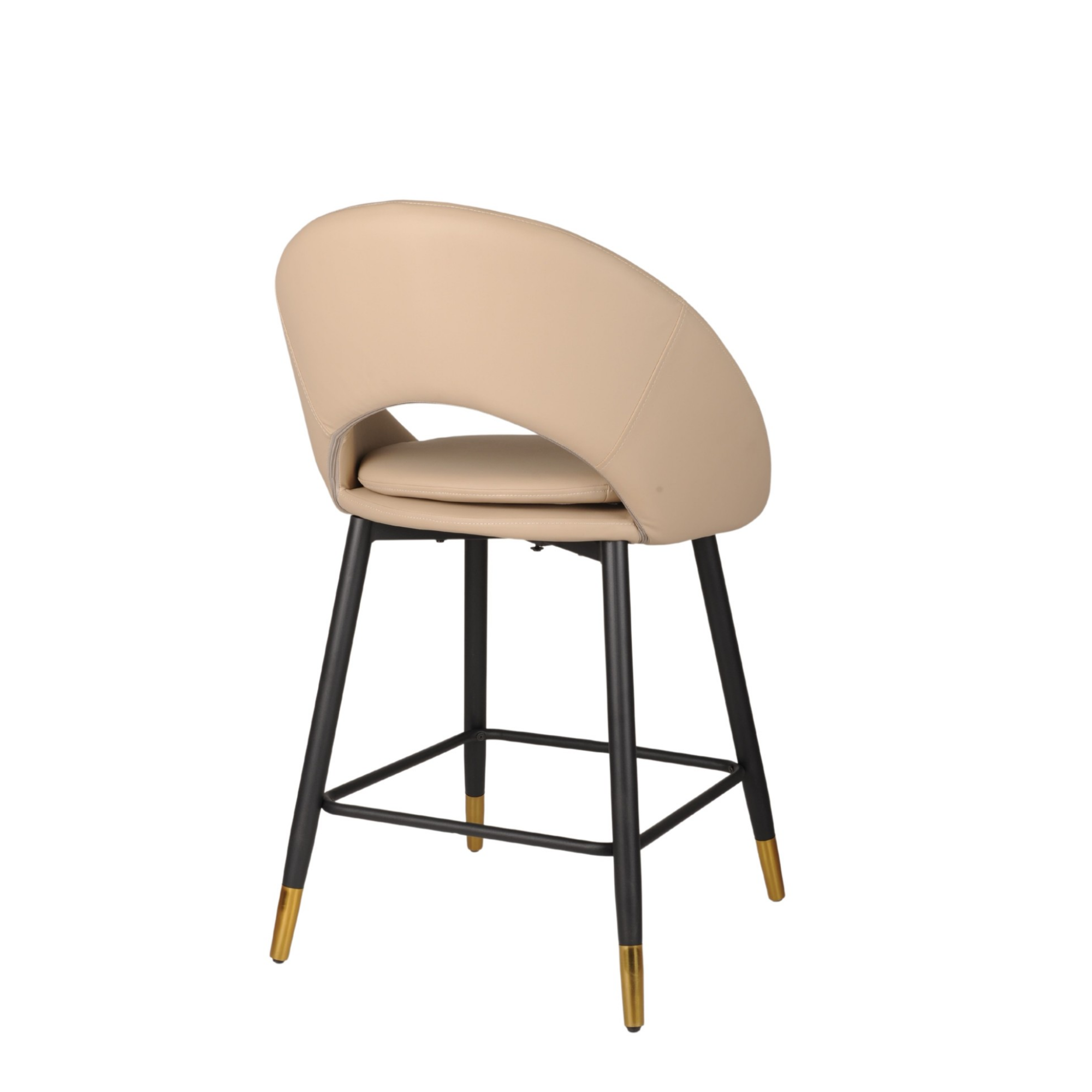 Set of two beige Brassex counter bar stools with padded seats and modern design, ideal for kitchen or bar areas.